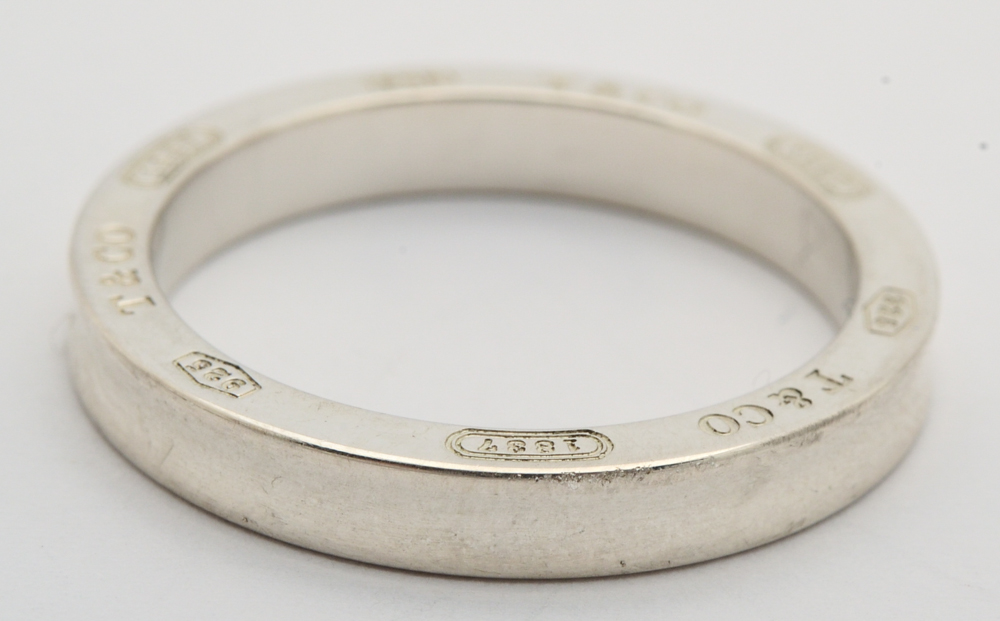 Tiffany & Co. Sterling Silver 1837 Collection Ring with Pink Sapphire Accents