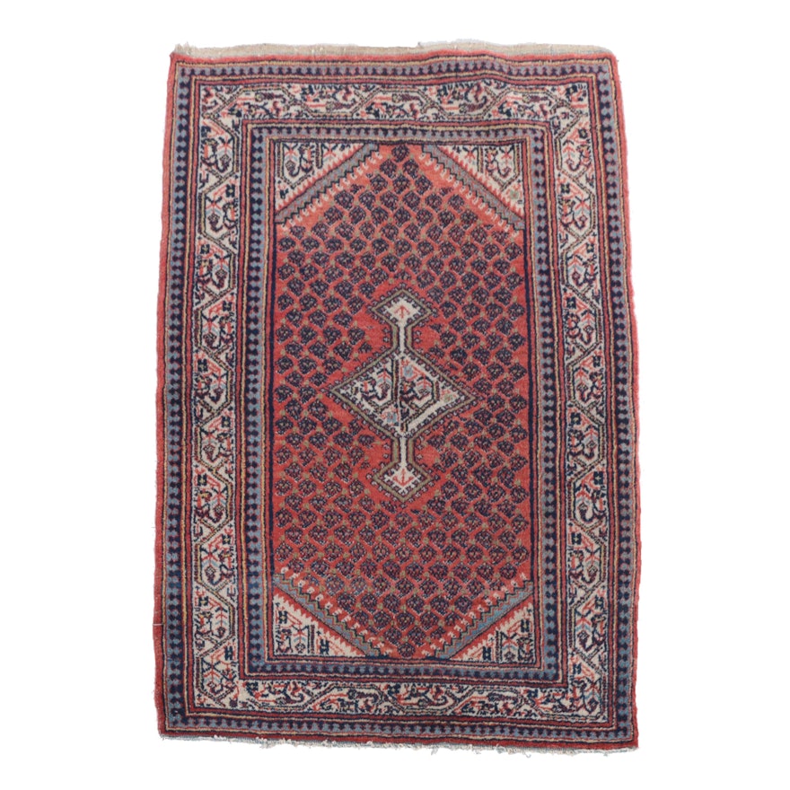 Hand-Knotted Persian Mir Sarouk Wool Area Rug