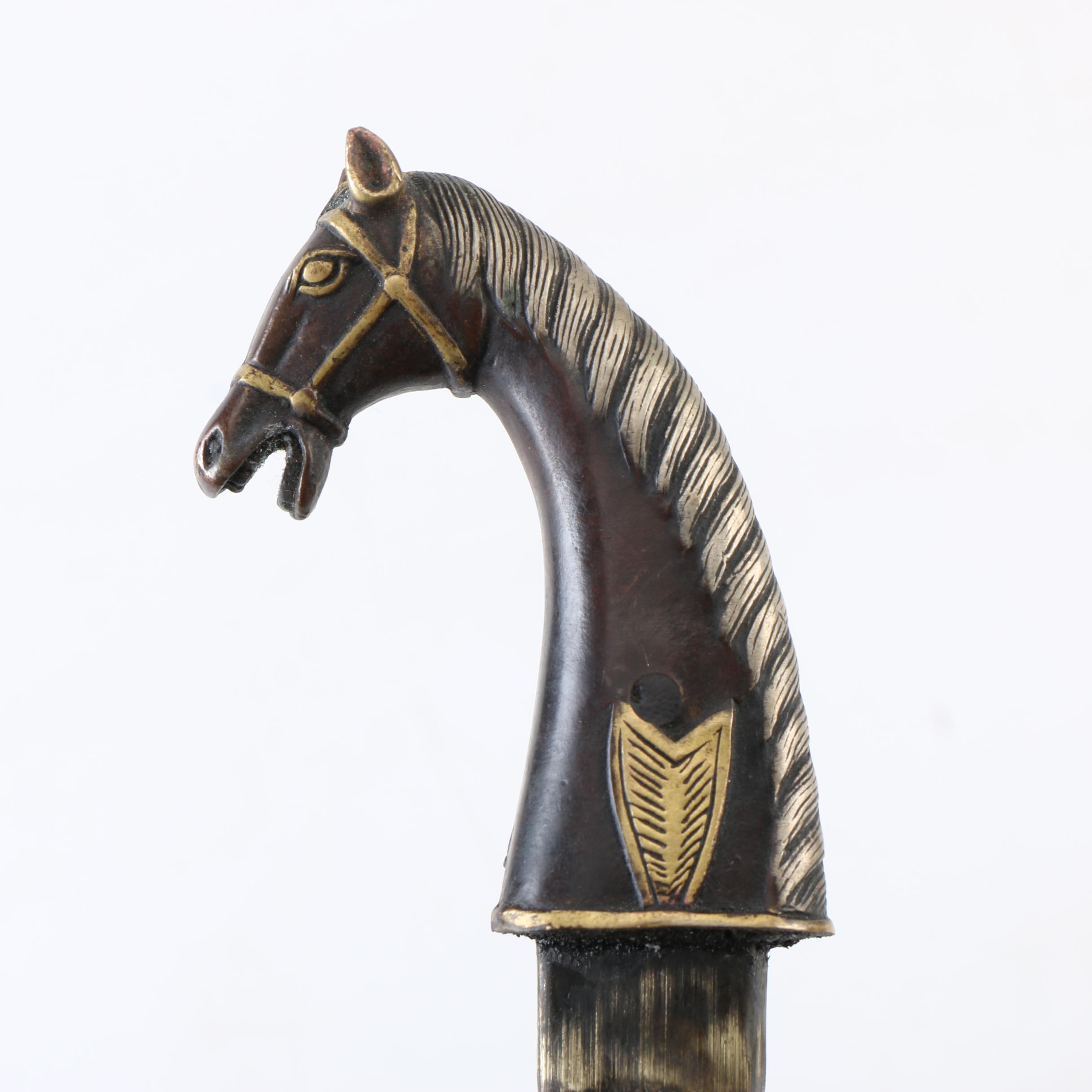 Indian Style Horse Head Dagger with Scabbard
