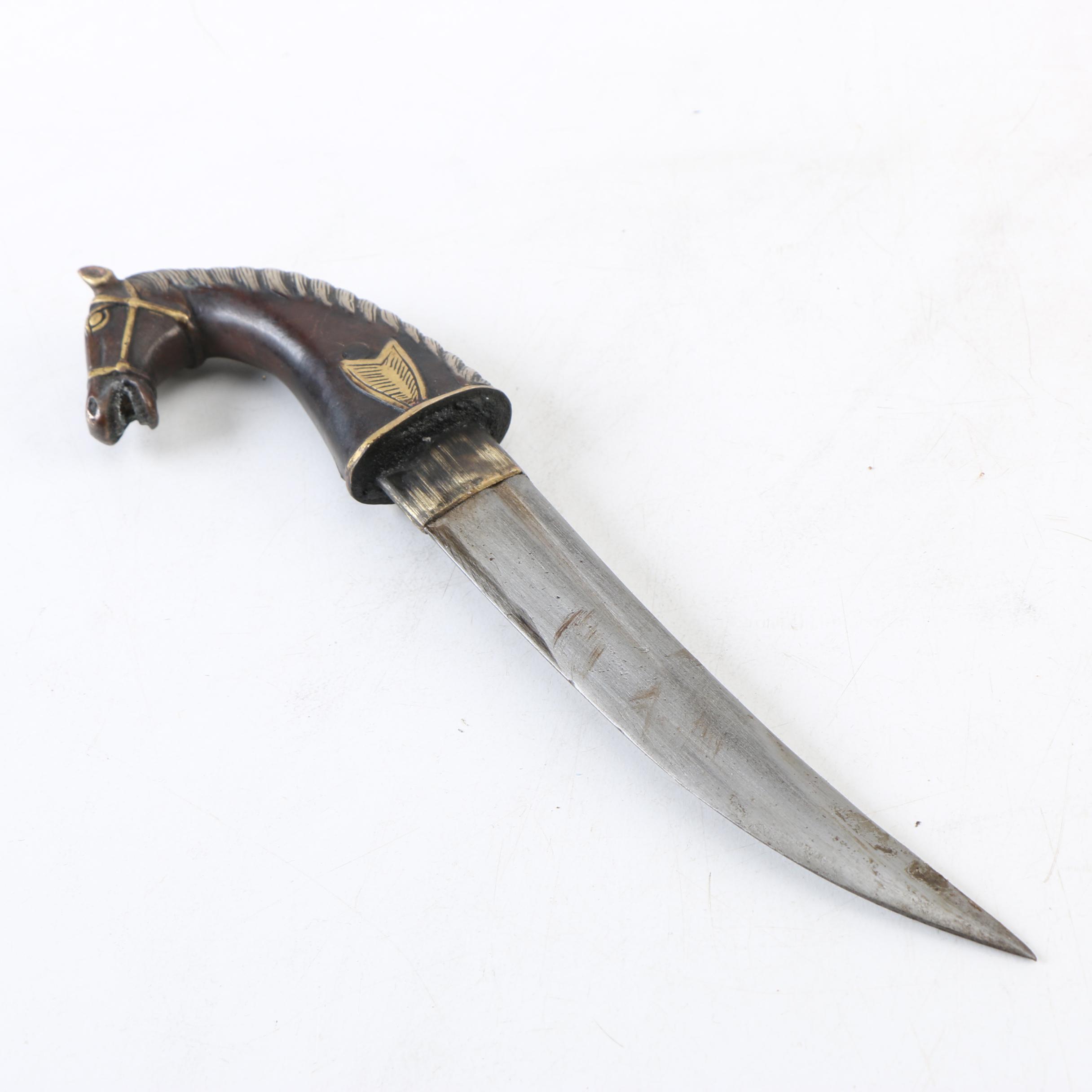 Indian Style Horse Head Dagger with Scabbard
