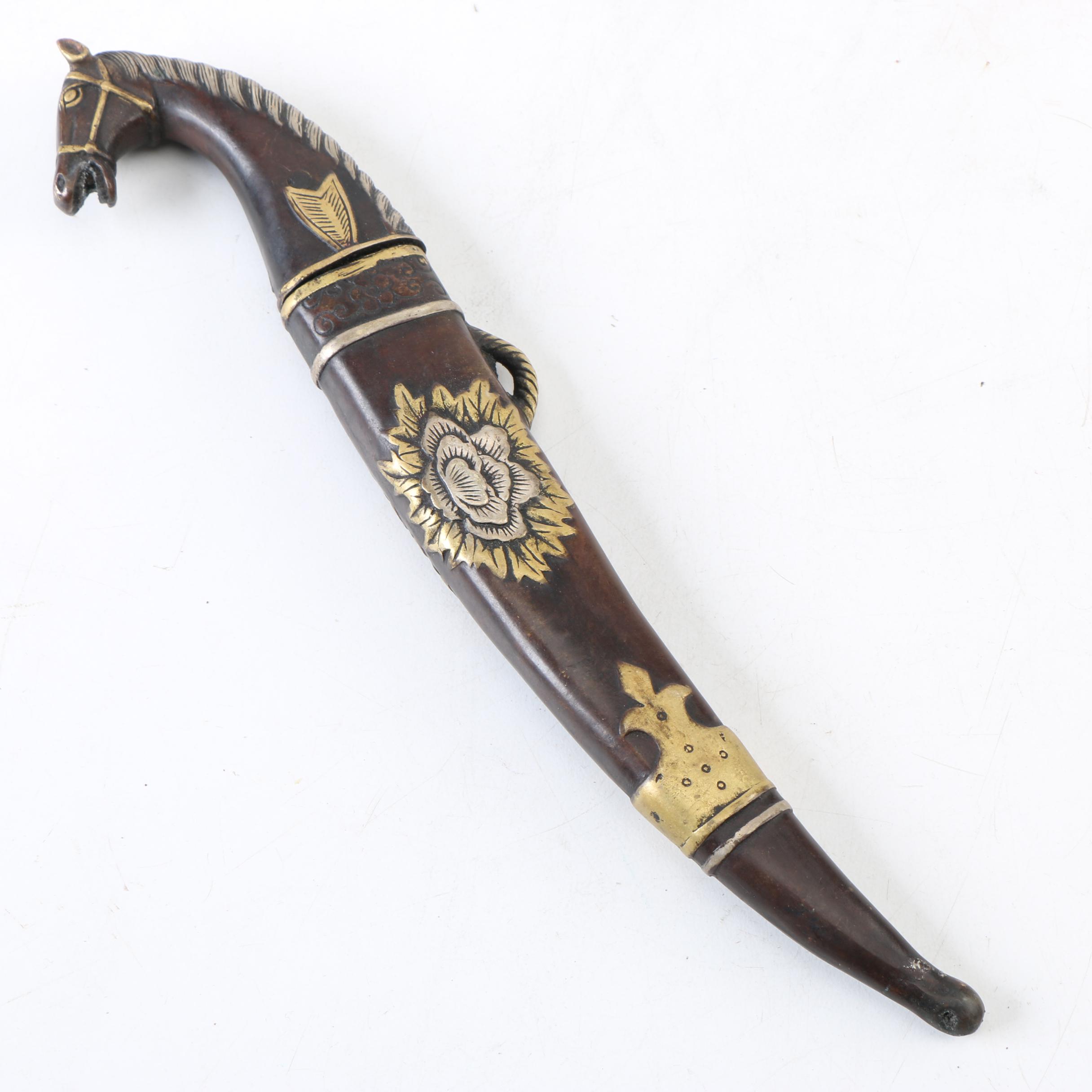 Indian Style Horse Head Dagger with Scabbard