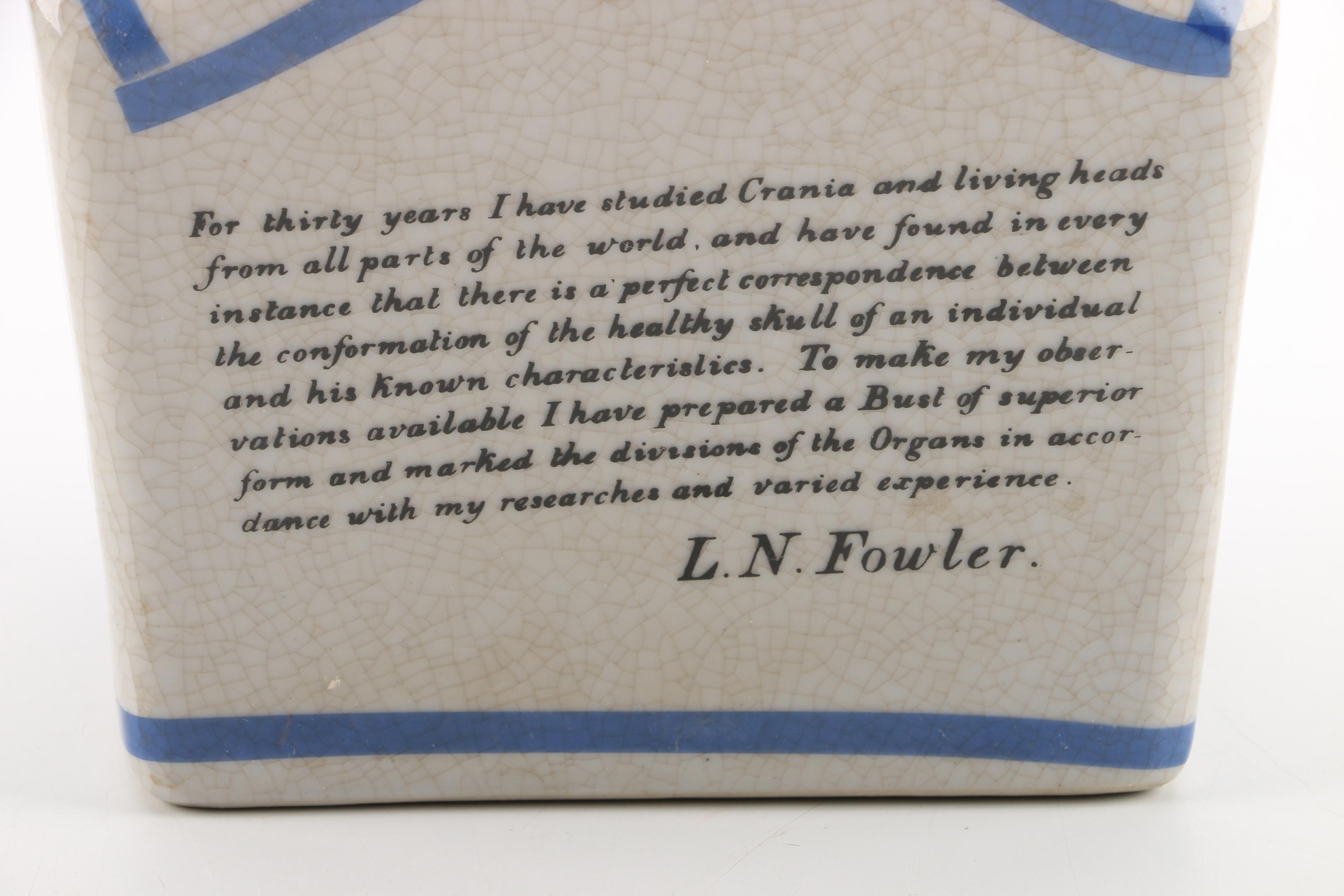 L.N. Fowler Style Ceramic Phrenology Bust