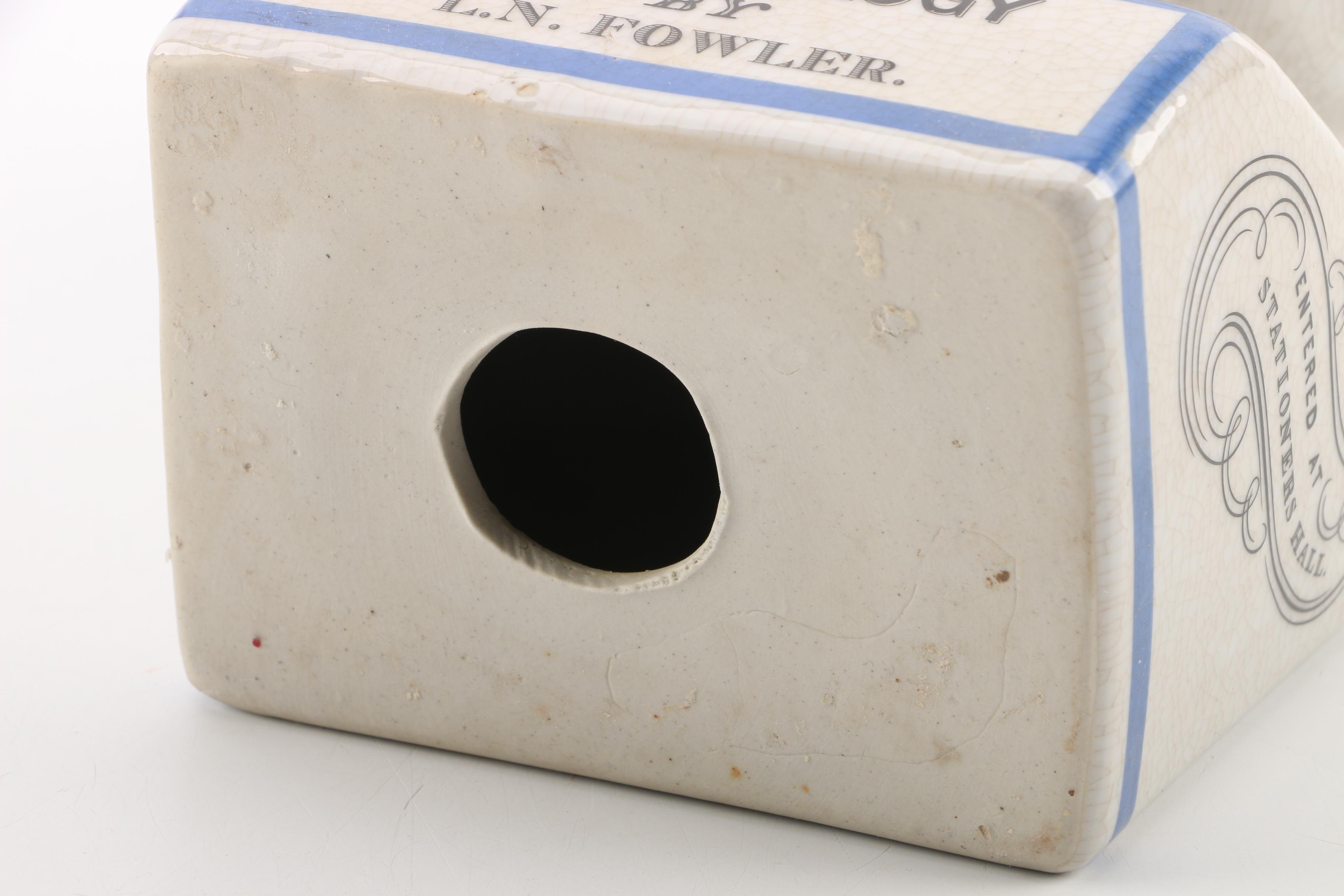 L.N. Fowler Style Ceramic Phrenology Bust