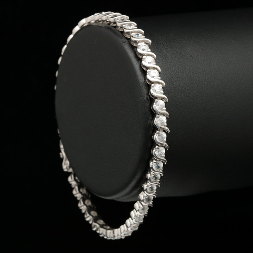 Sterling Silver and White Zircon Bracelet
