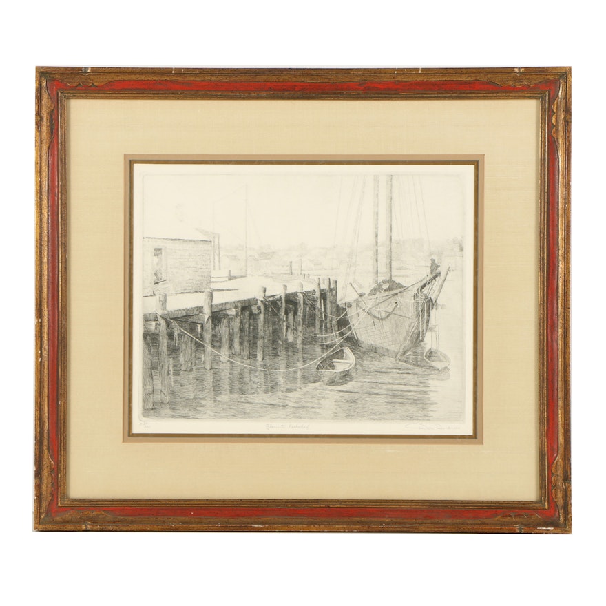 Don Swann Etching with Aquatint "Gloucester Fishwarf"