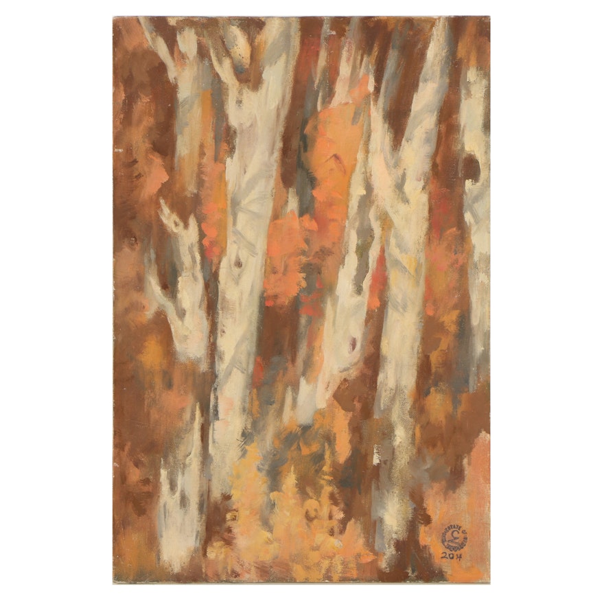 Carl Zimmerman Oil Painting "Sycamores"