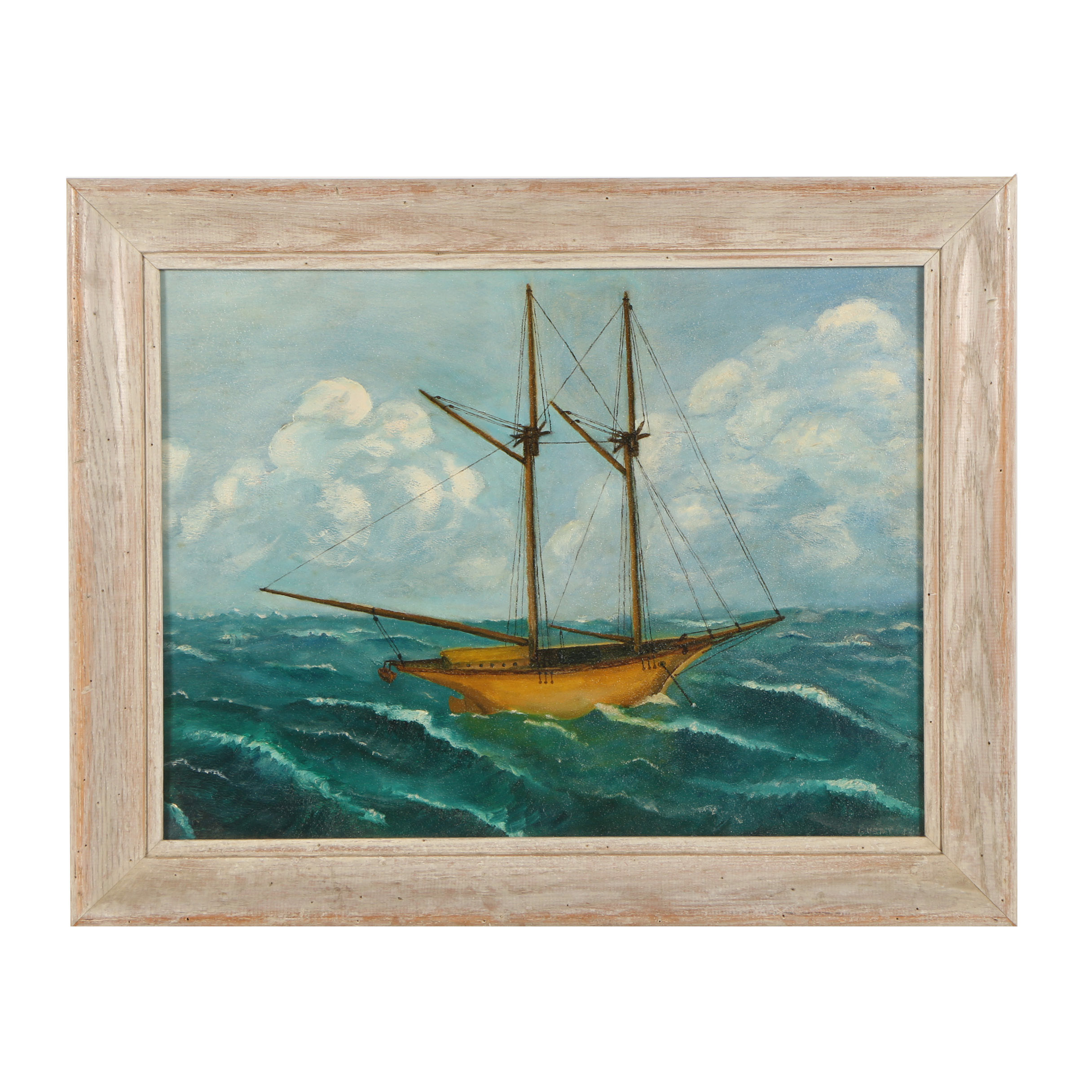 Gustaf Oil Painting "Schooner at Anchor"