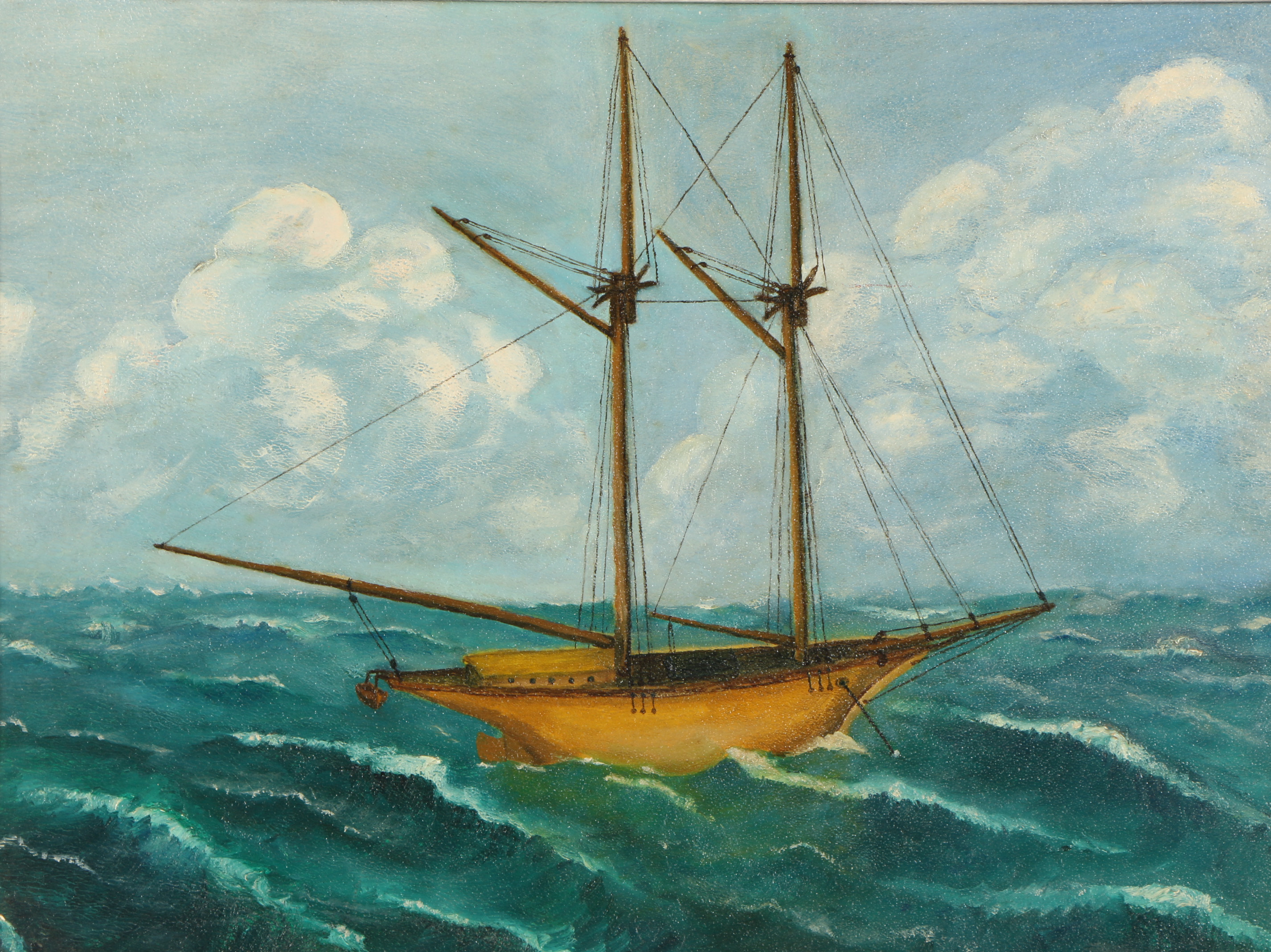 Gustaf Oil Painting "Schooner at Anchor"