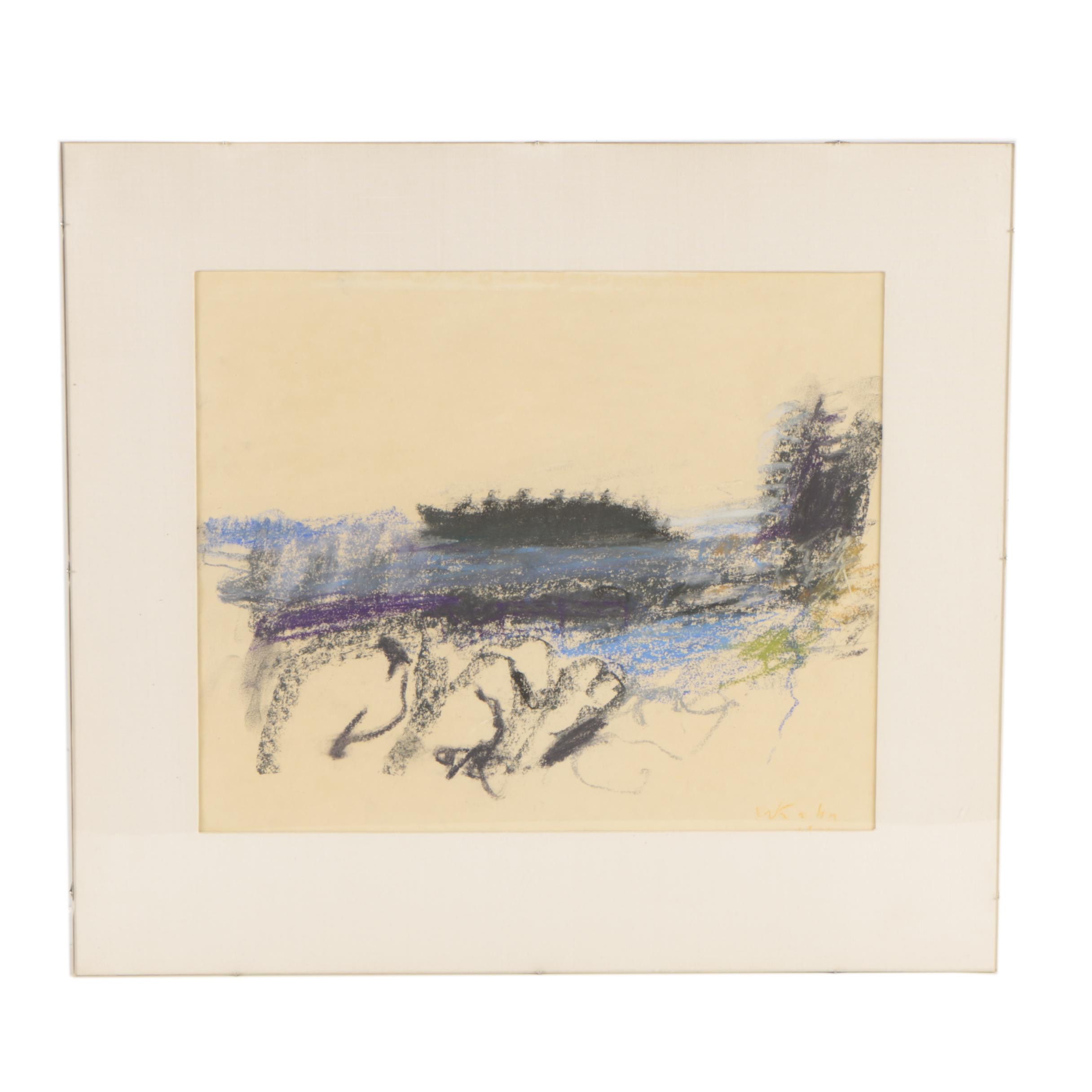 Wolf Kahn Pastel Drawing "Untitled (Browns in Vermont)"