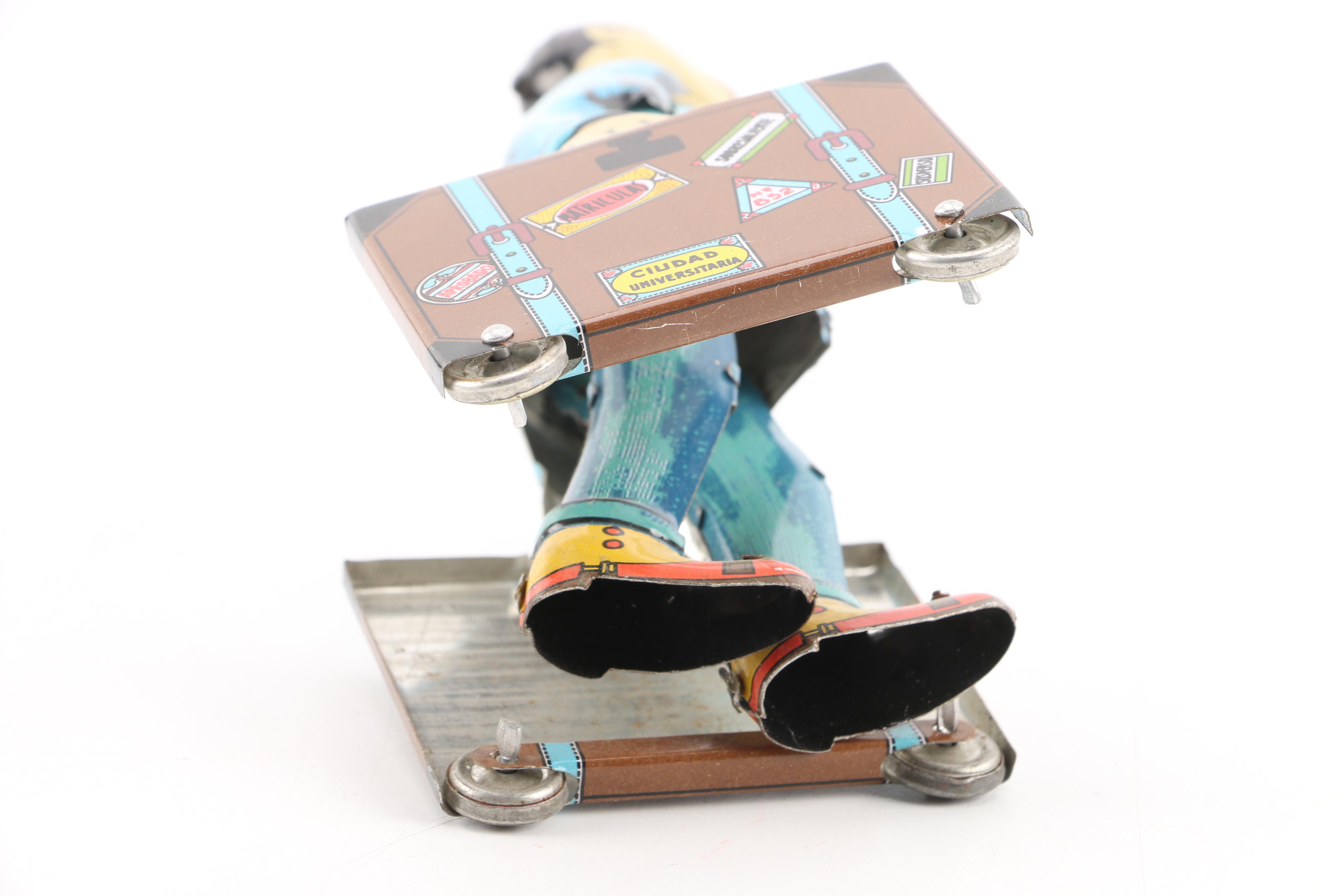 Vintage Student with Luggage Tin Litho Toy by Paya