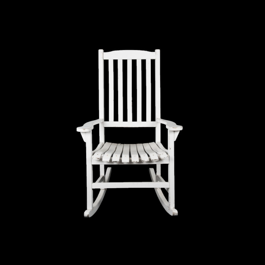 White-Painted Country Style Rocking Chair