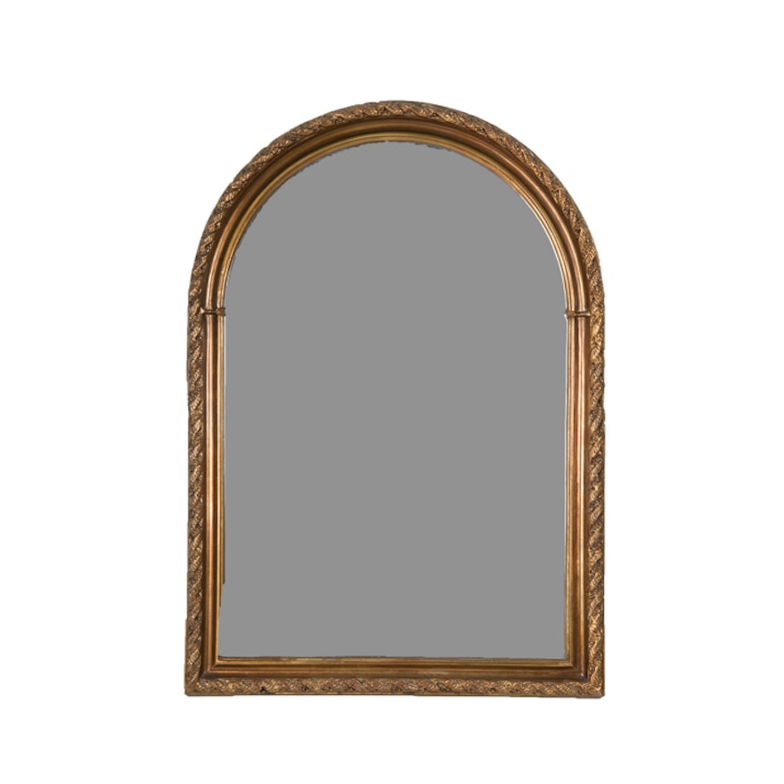 Vintage Arched Wood Framed Wall Mirror