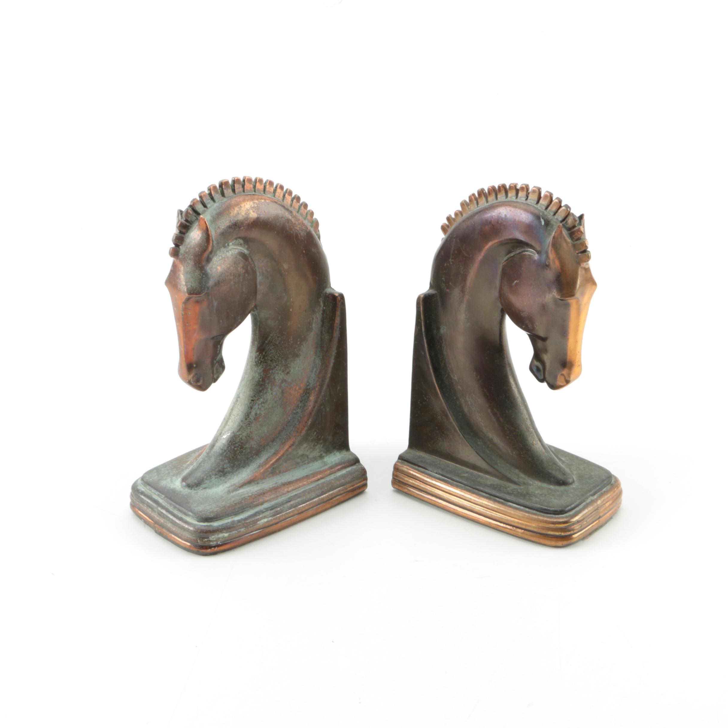Vintage Dodge Art Deco Horse Head Bookends