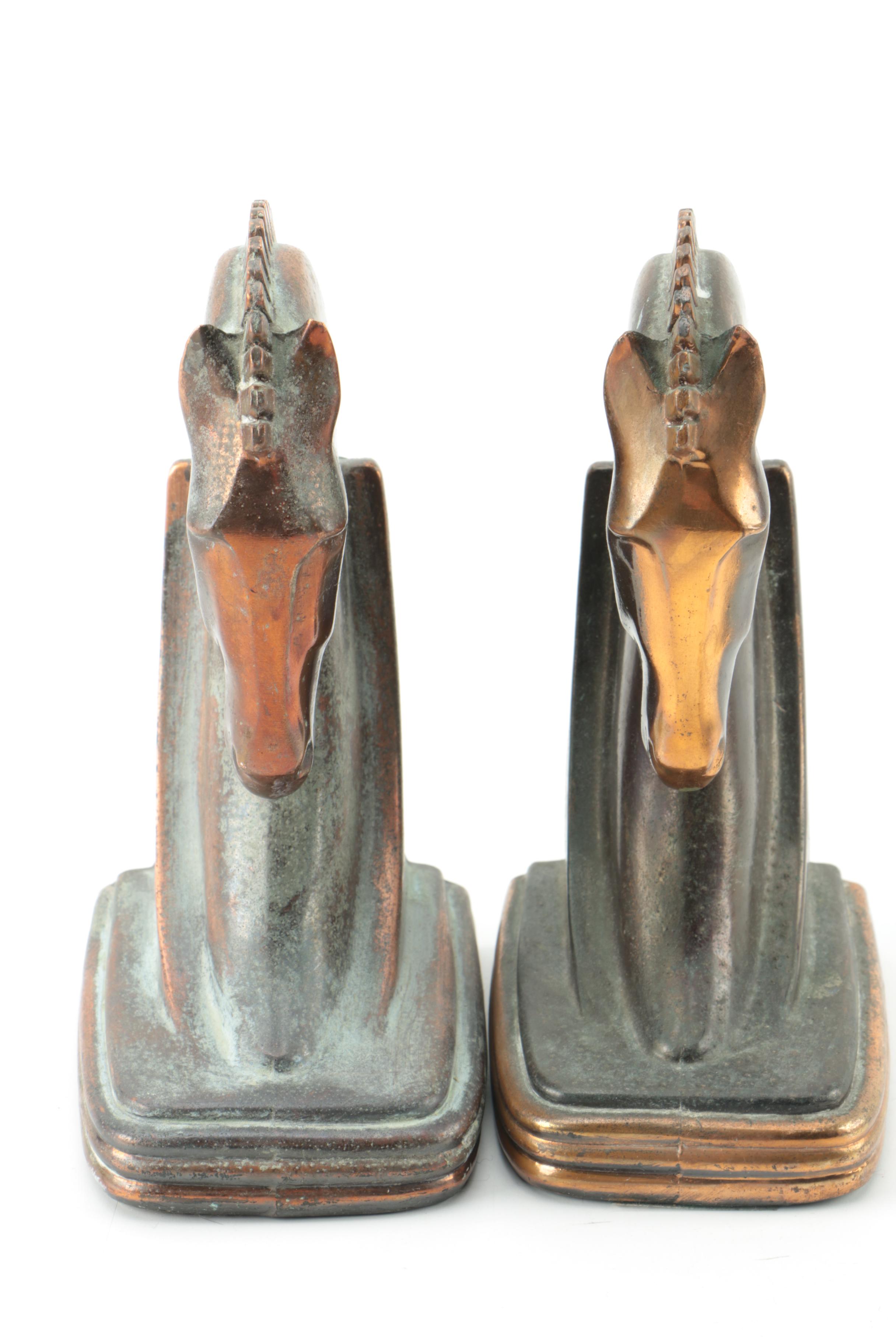 Vintage Dodge Art Deco Horse Head Bookends