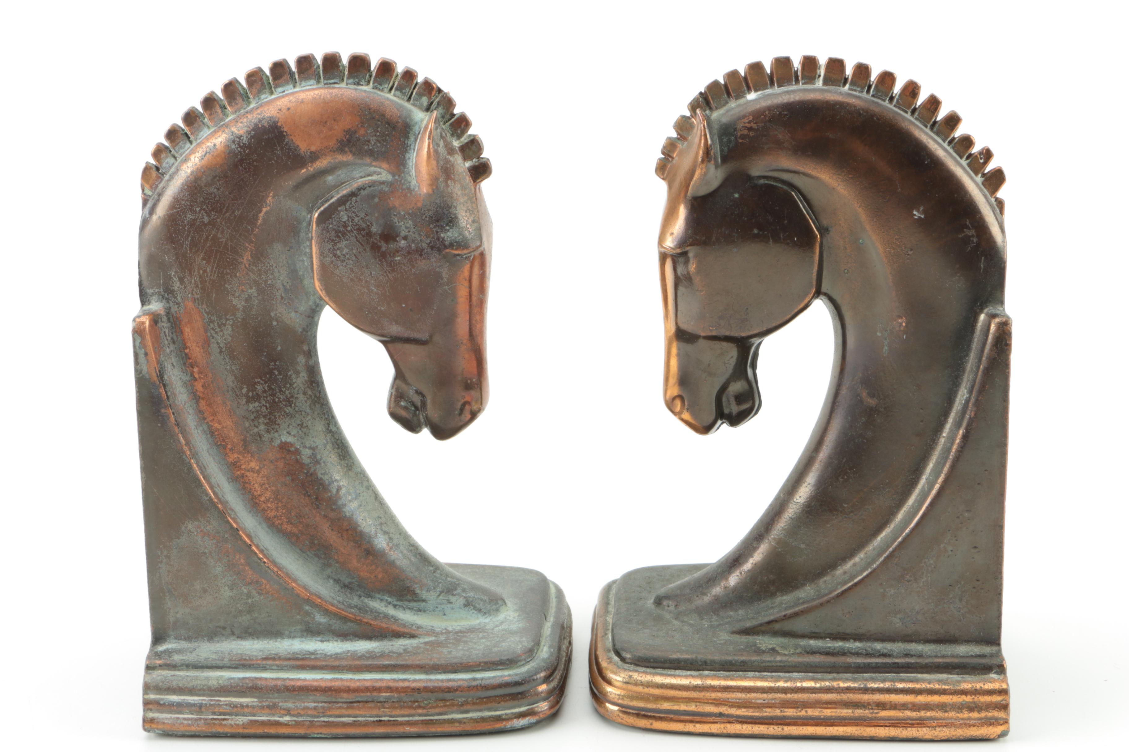 Vintage Dodge Art Deco Horse Head Bookends