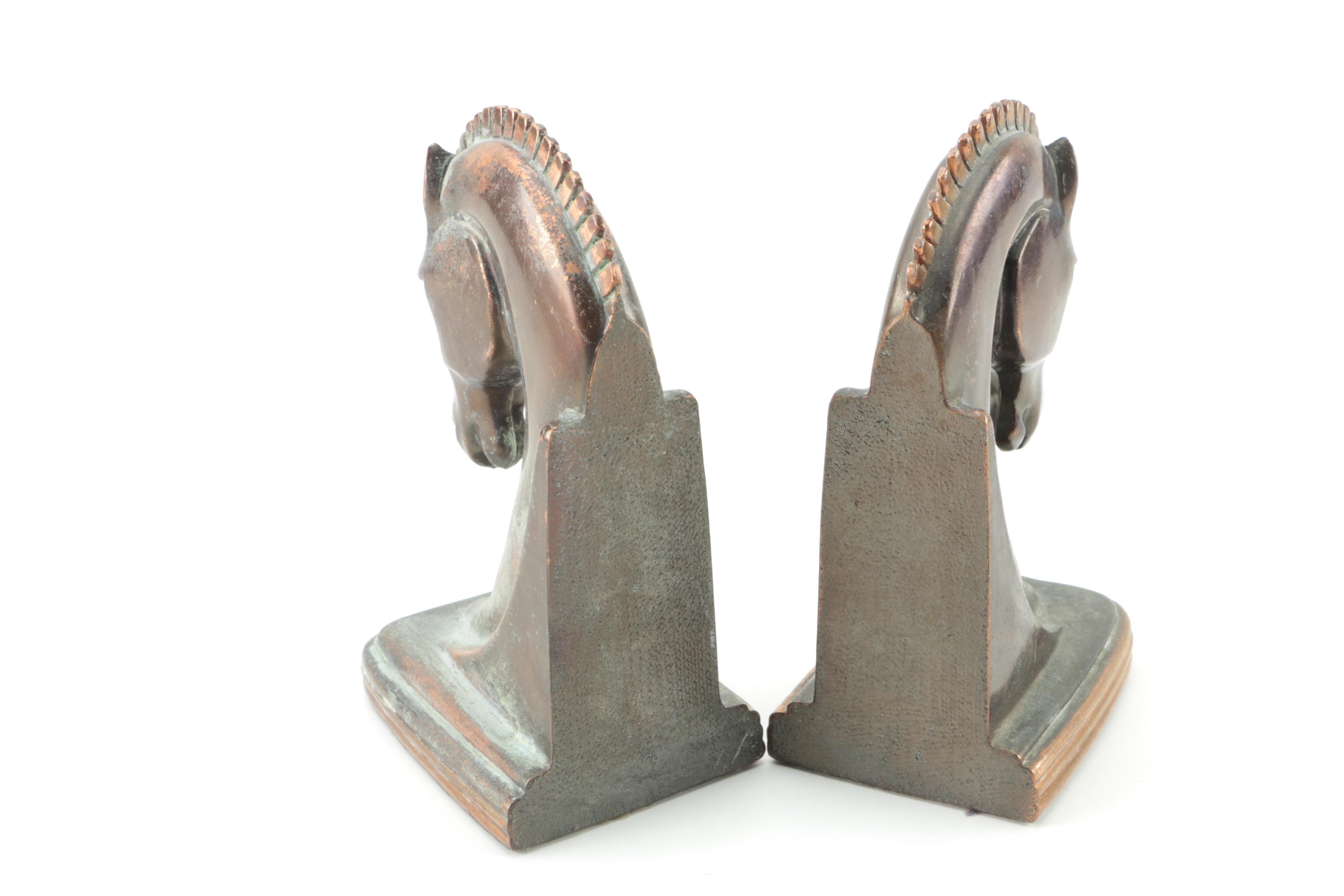 Vintage Dodge Art Deco Horse Head Bookends
