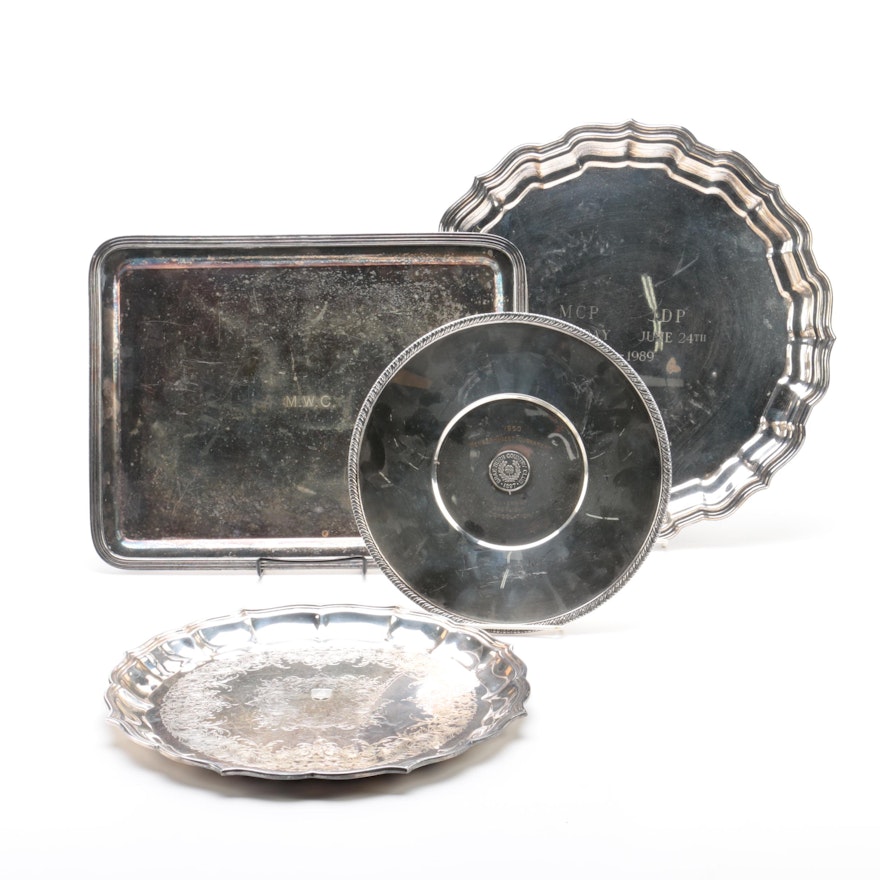 International Silver Co. Tray with Other Engraved Trays