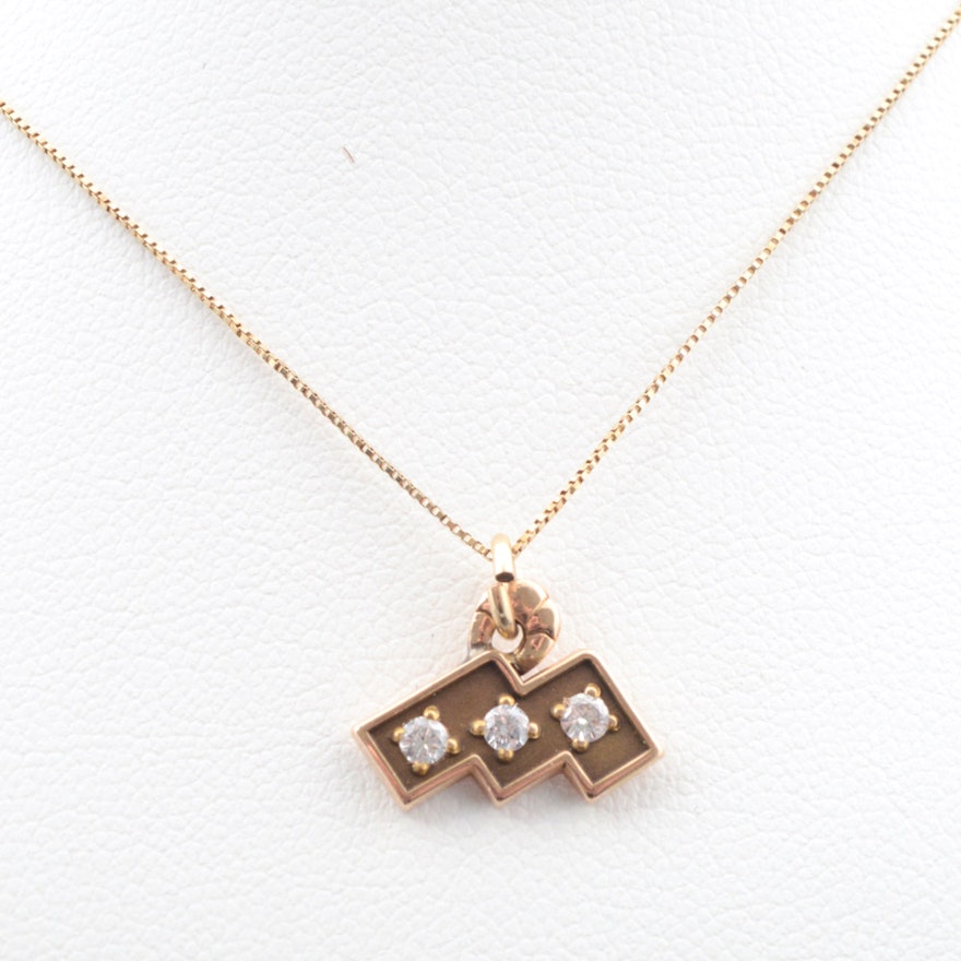 10K Yellow Gold Diamond Pendant Necklace