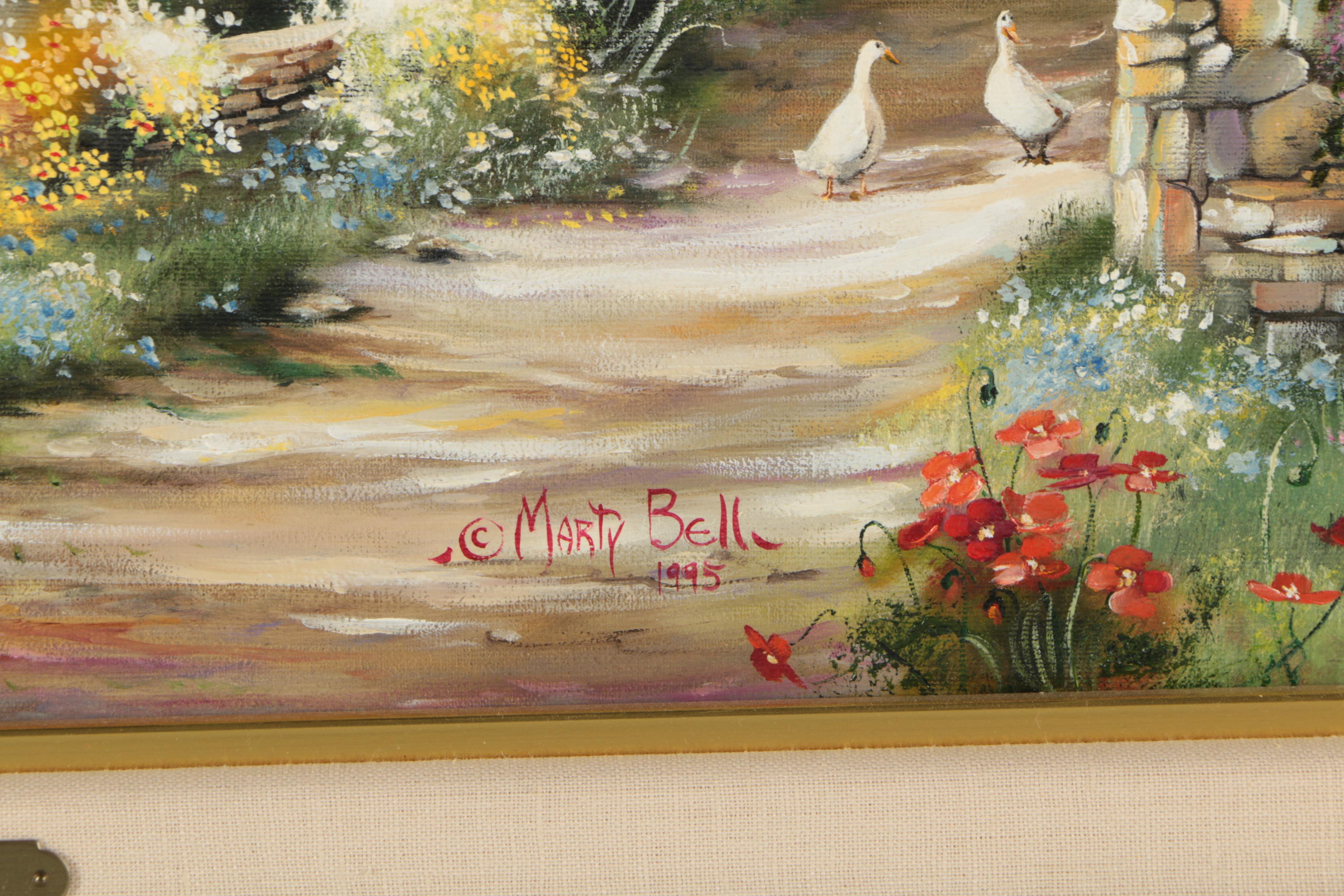 Marty Bell 1995 Oil Painting "Welford Cottage"