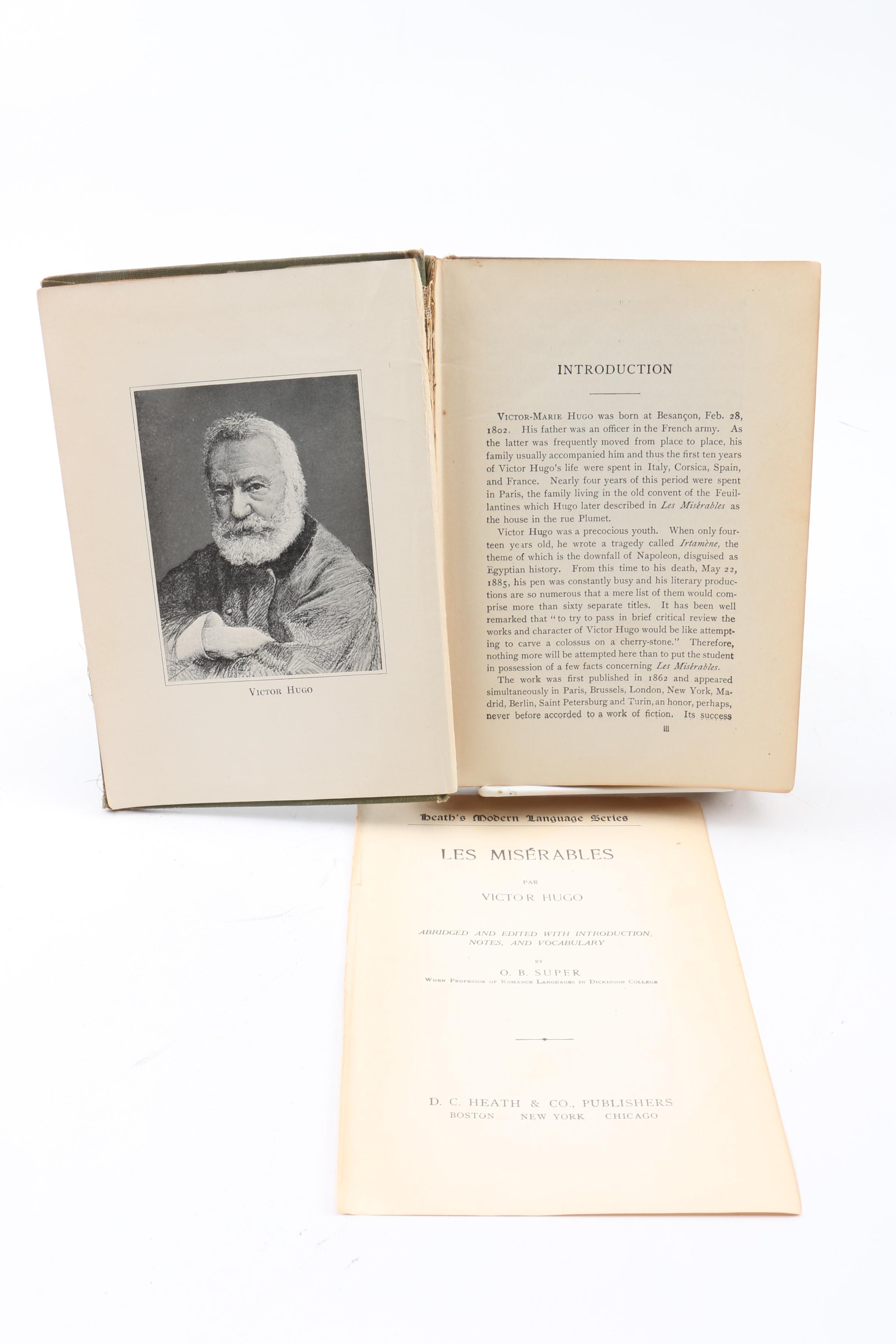 Vintage "Les Misérables" and "Selected Short Stories of Franz Kafka"