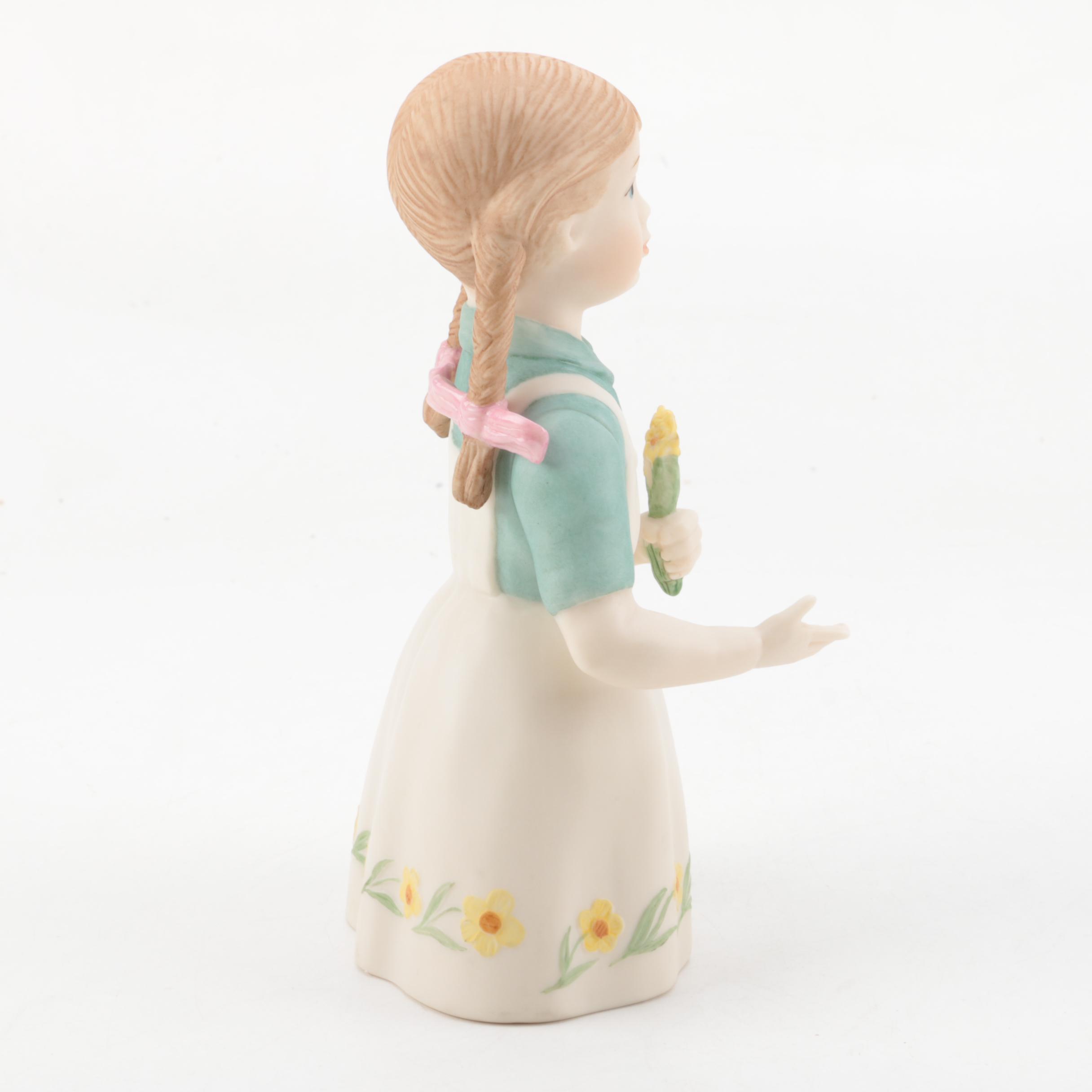Vintage Laszlo Ispanky Porcelain Girl with Flower Figurine