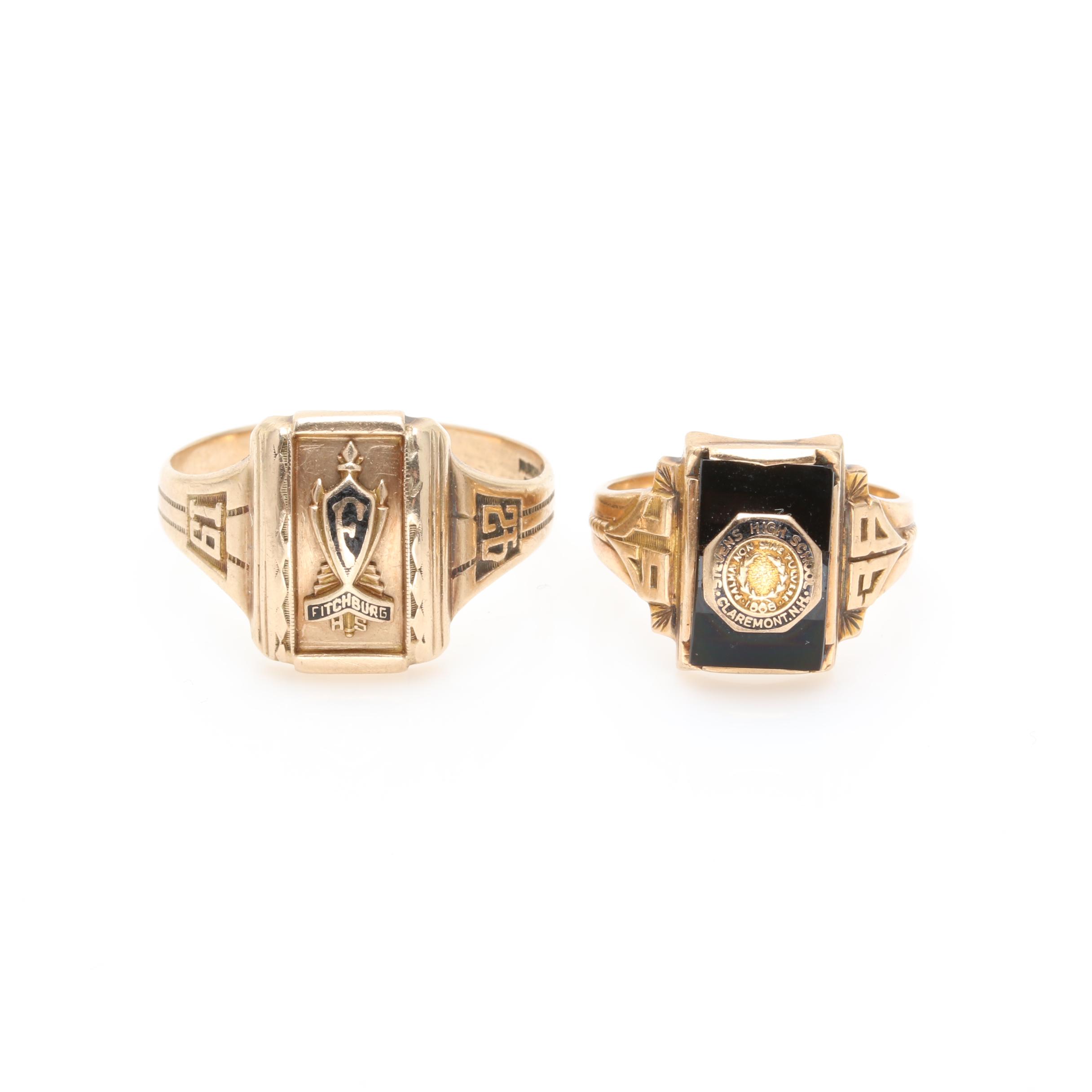 Vintage 10K Yellow Gold Commemorative Class Rings