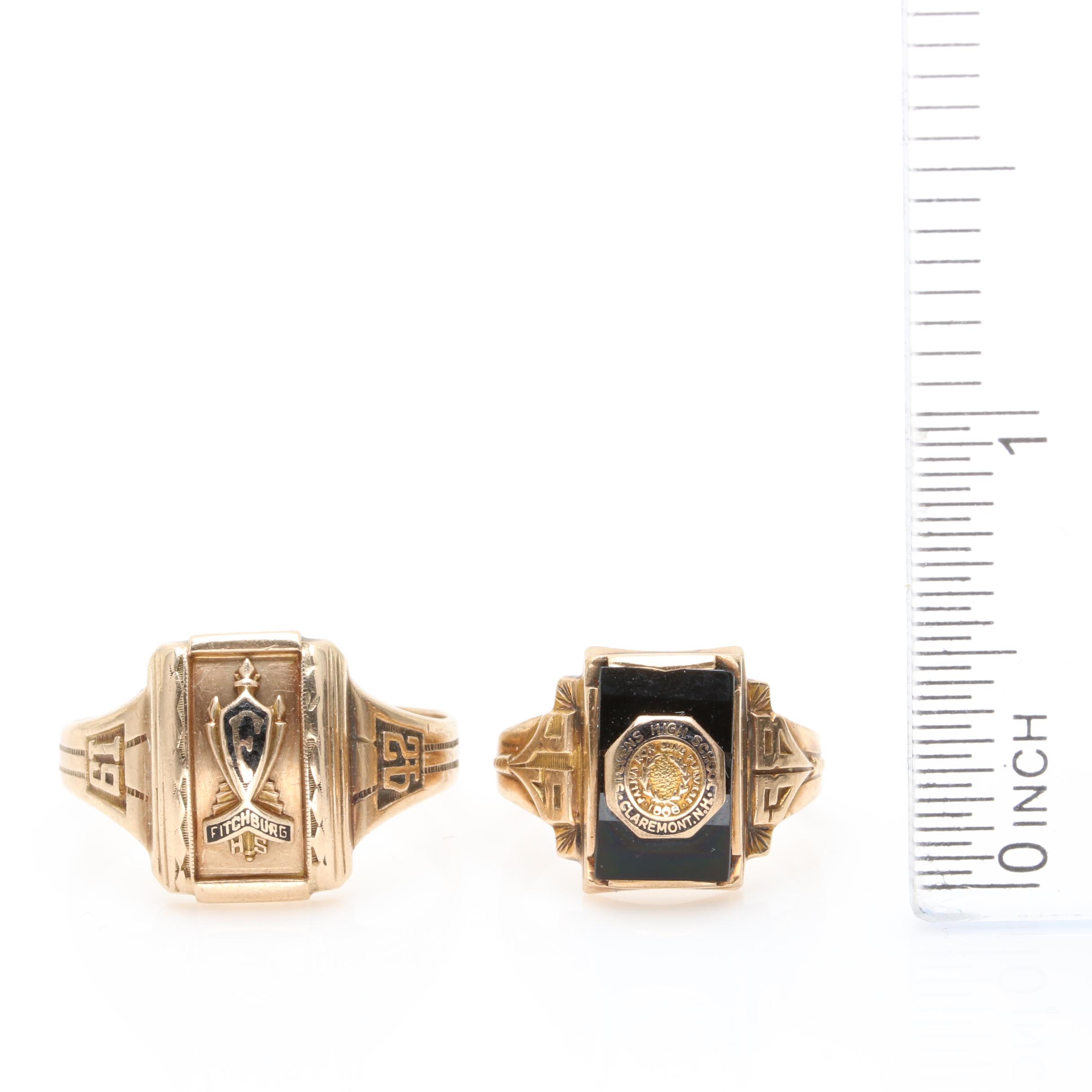 Vintage 10K Yellow Gold Commemorative Class Rings