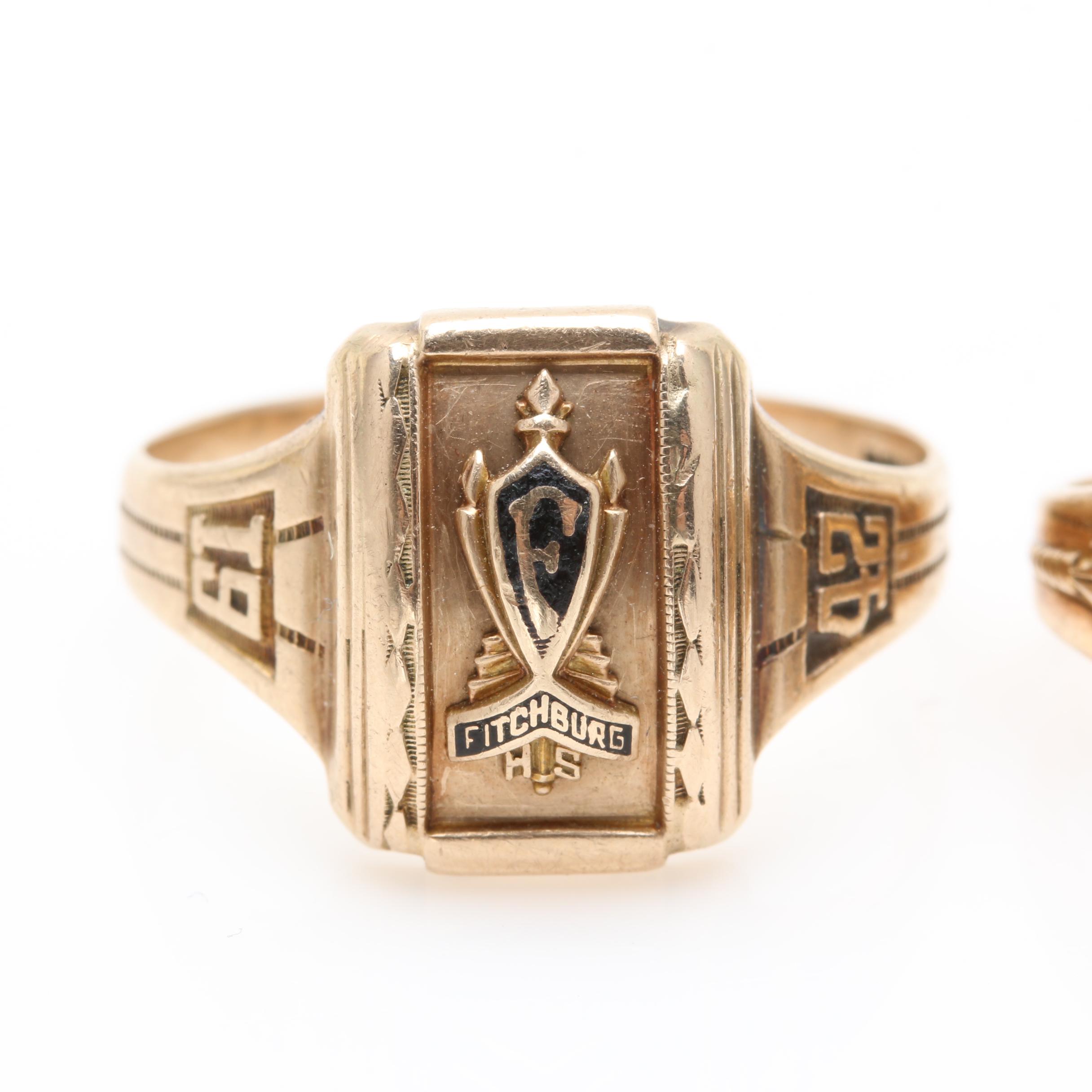 Vintage 10K Yellow Gold Commemorative Class Rings
