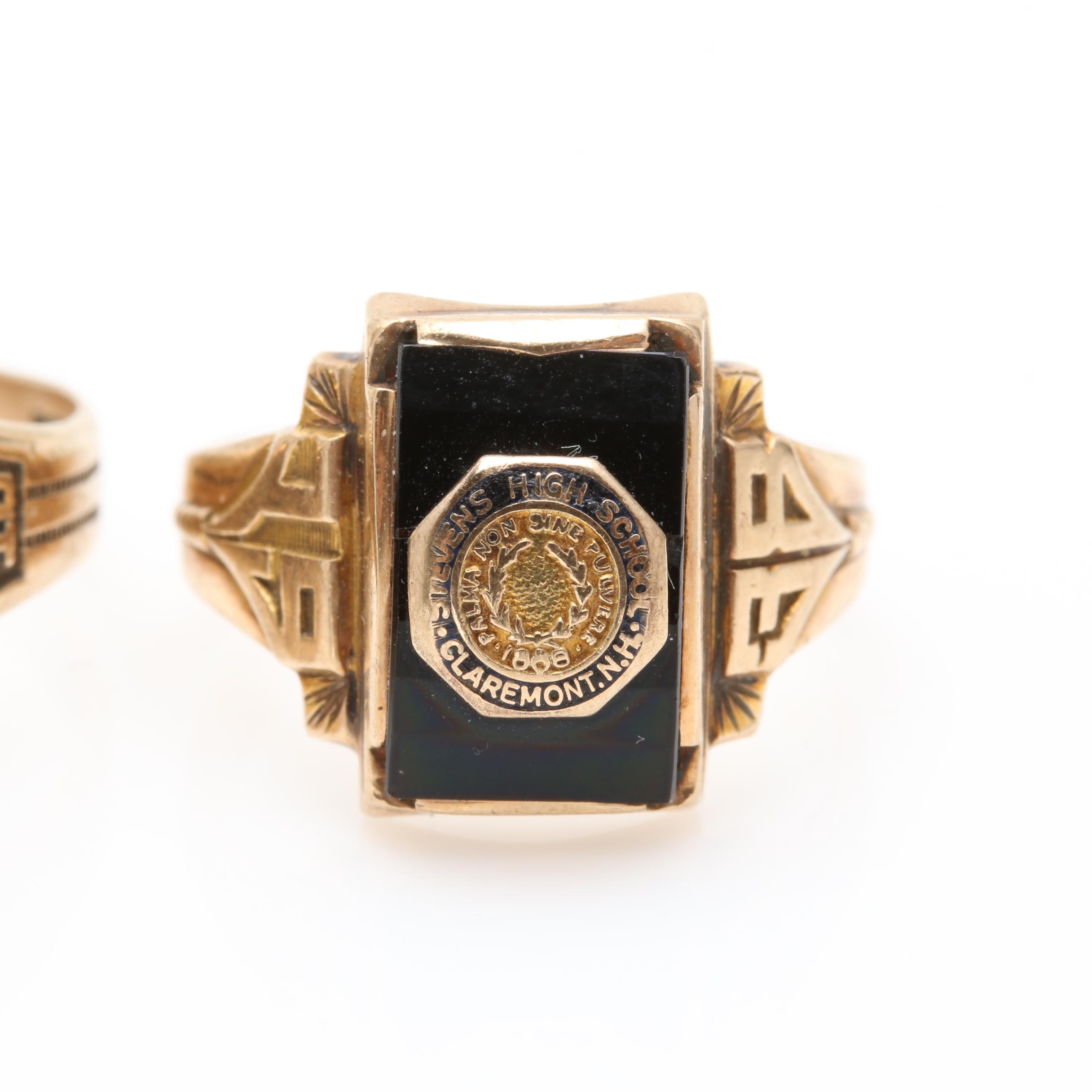 Vintage 10K Yellow Gold Commemorative Class Rings