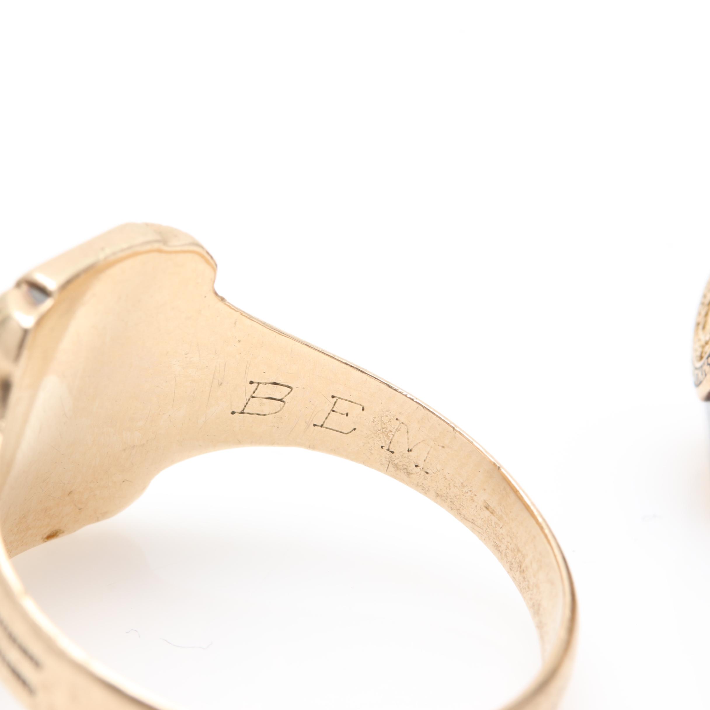 Vintage 10K Yellow Gold Commemorative Class Rings