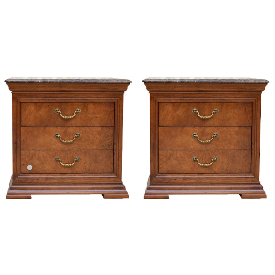 Pair of Marble Top Bedside Tables by Thomasville