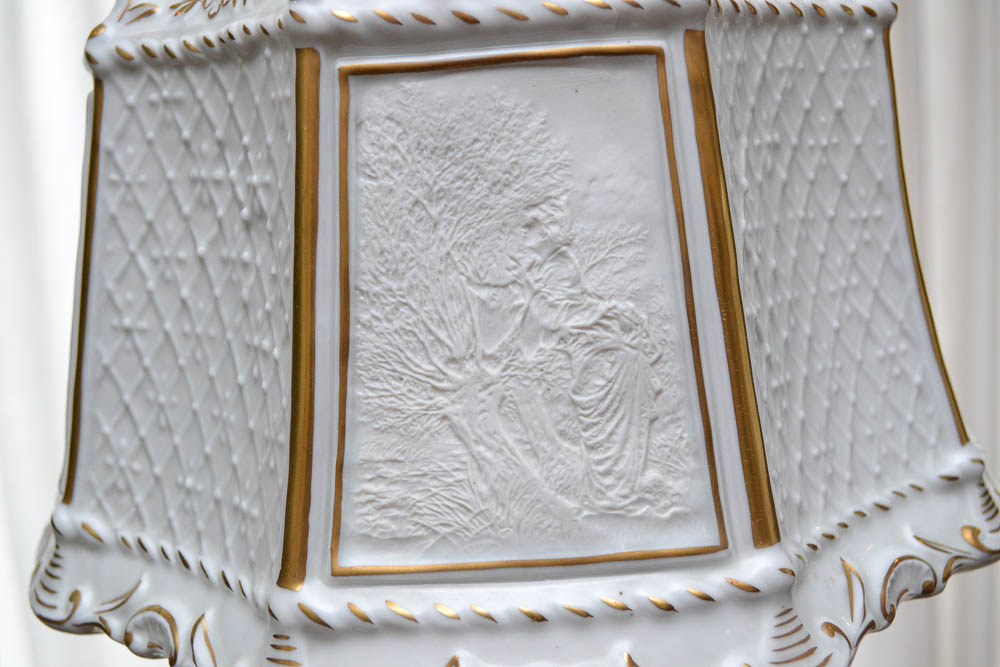 Pair of Vintage Colbert French Rococo Porcelain Table Lamps