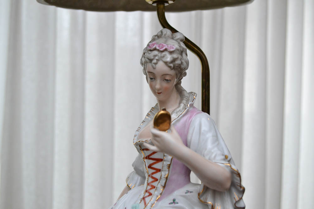 Pair of Vintage Colbert French Rococo Porcelain Table Lamps