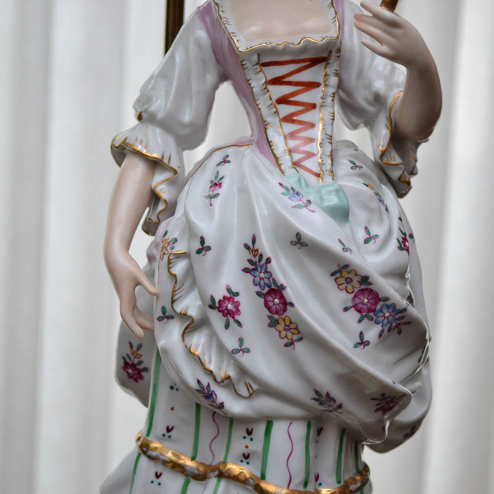 Pair of Vintage Colbert French Rococo Porcelain Table Lamps