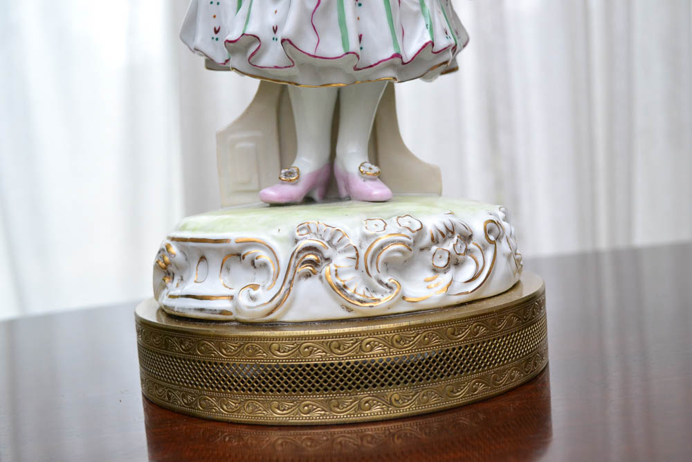 Pair of Vintage Colbert French Rococo Porcelain Table Lamps