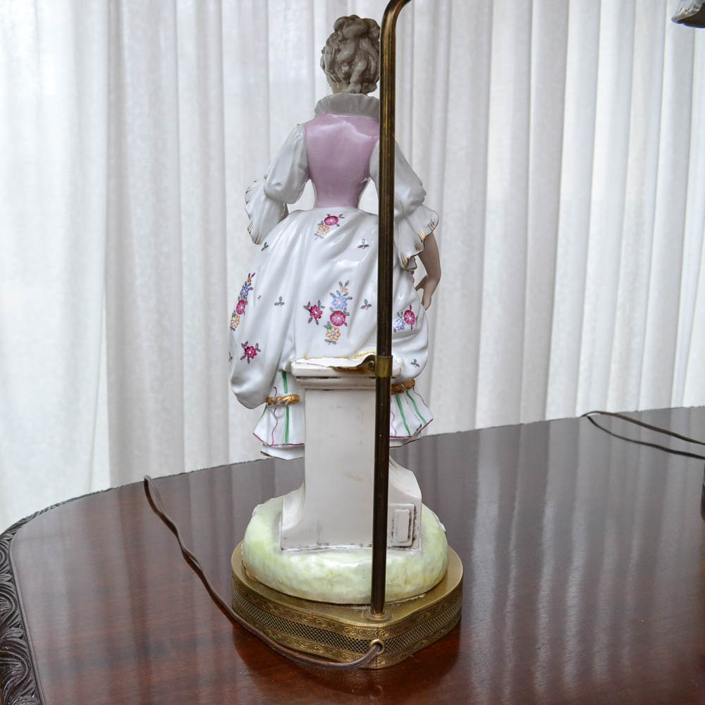 Pair of Vintage Colbert French Rococo Porcelain Table Lamps