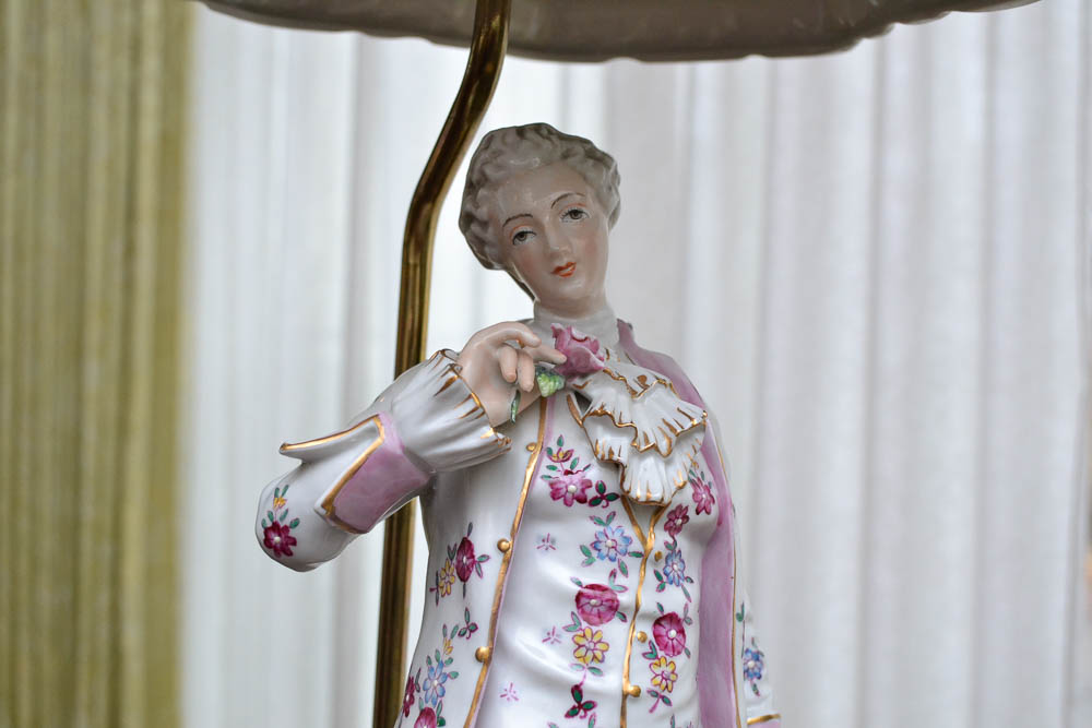 Pair of Vintage Colbert French Rococo Porcelain Table Lamps