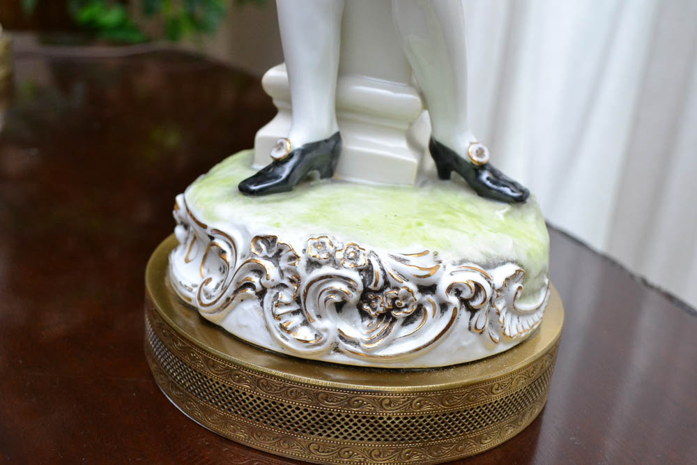 Pair of Vintage Colbert French Rococo Porcelain Table Lamps