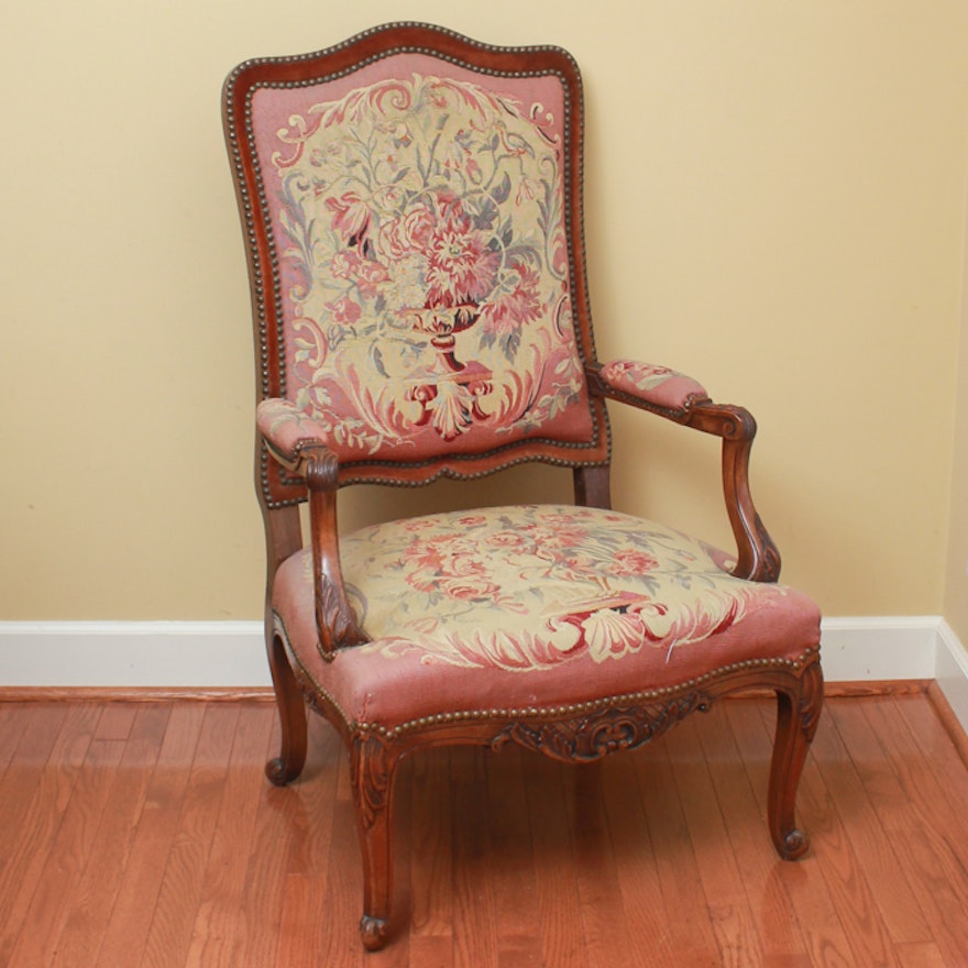 French Régence Style Armchair with Aubusson Tapestry