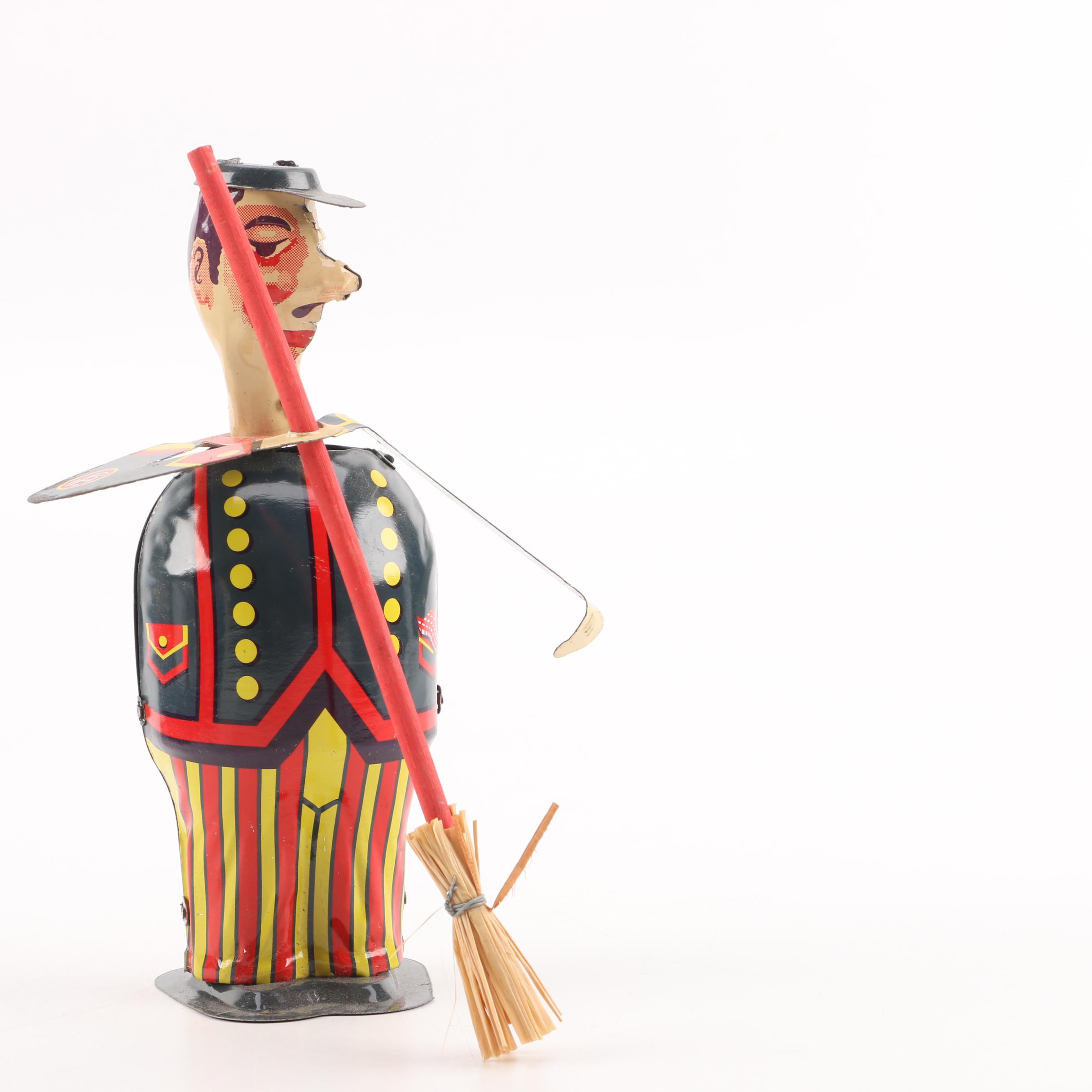 Vintage Street Sweeper Tin Litho Toy by Paya