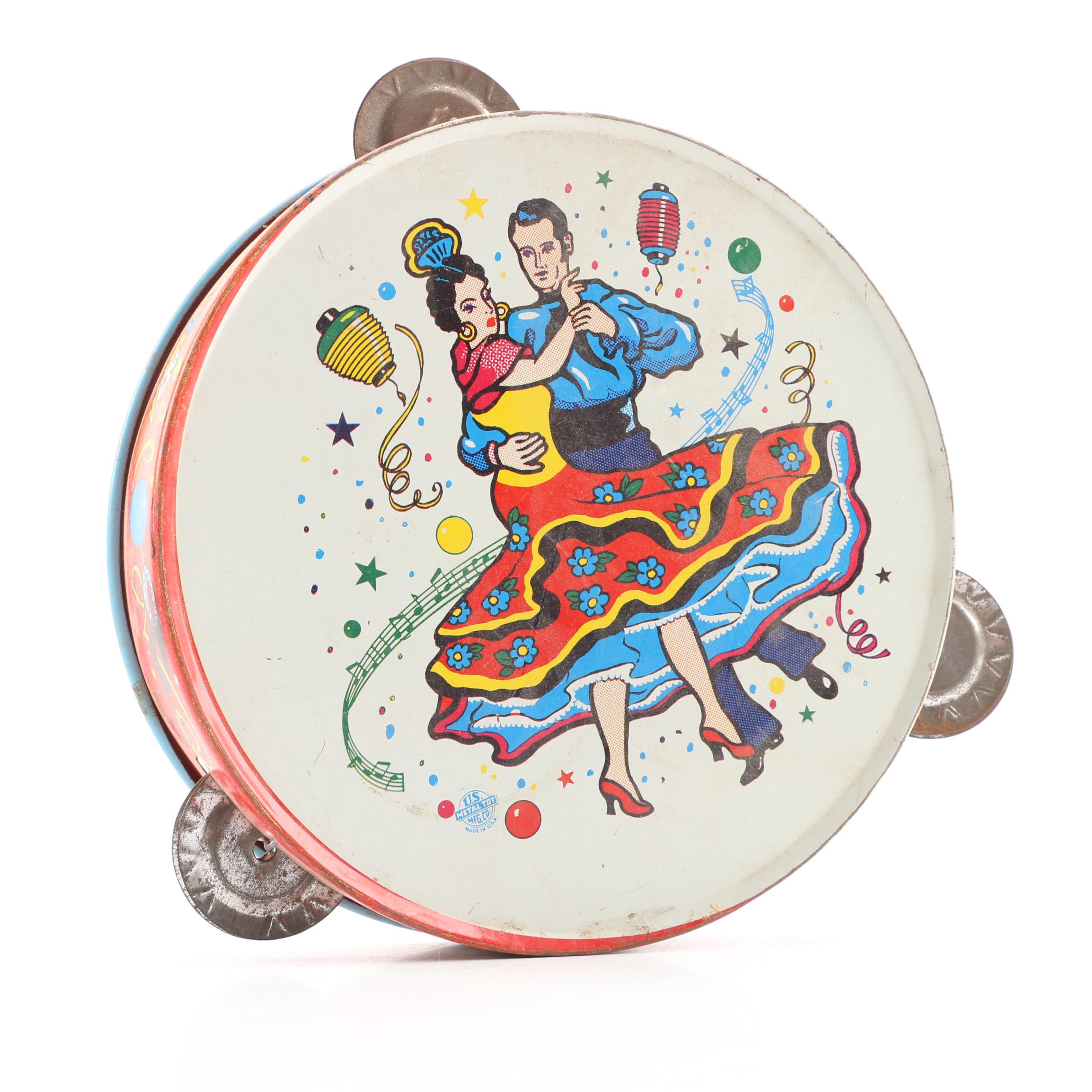 Vintage Tin Litho Tambourine