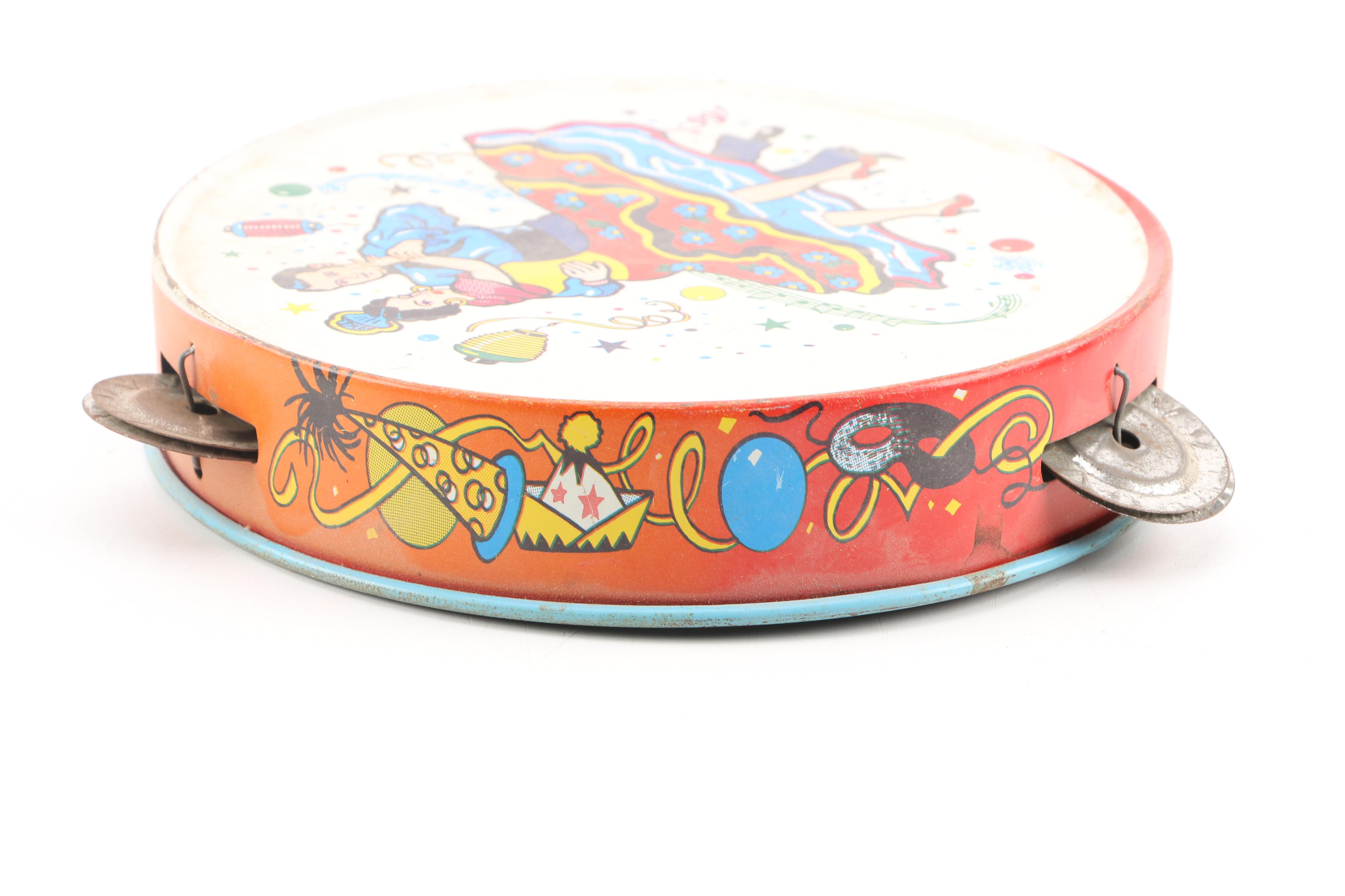 Vintage Tin Litho Tambourine