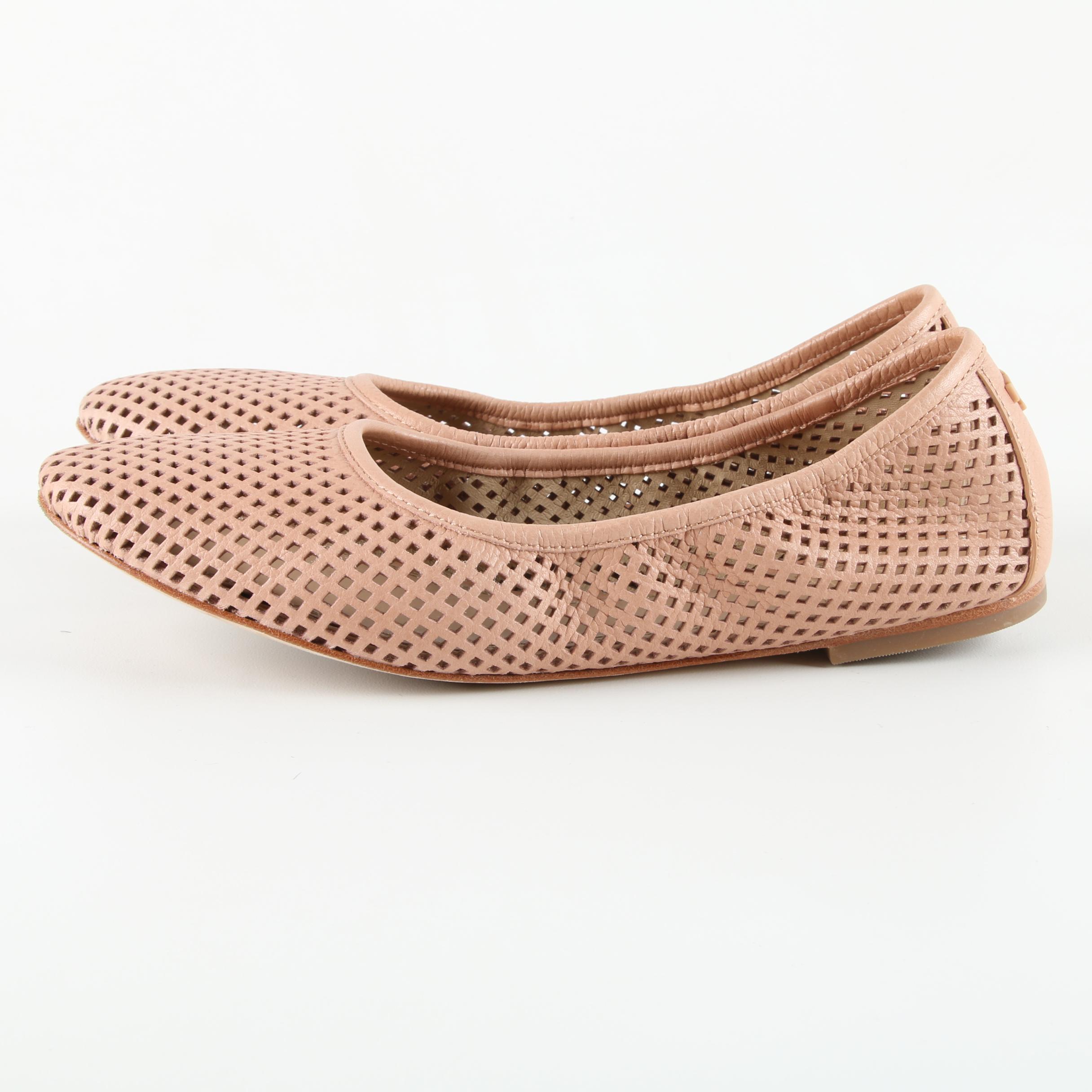 Tory Burch Beige Perforated Leather Flats