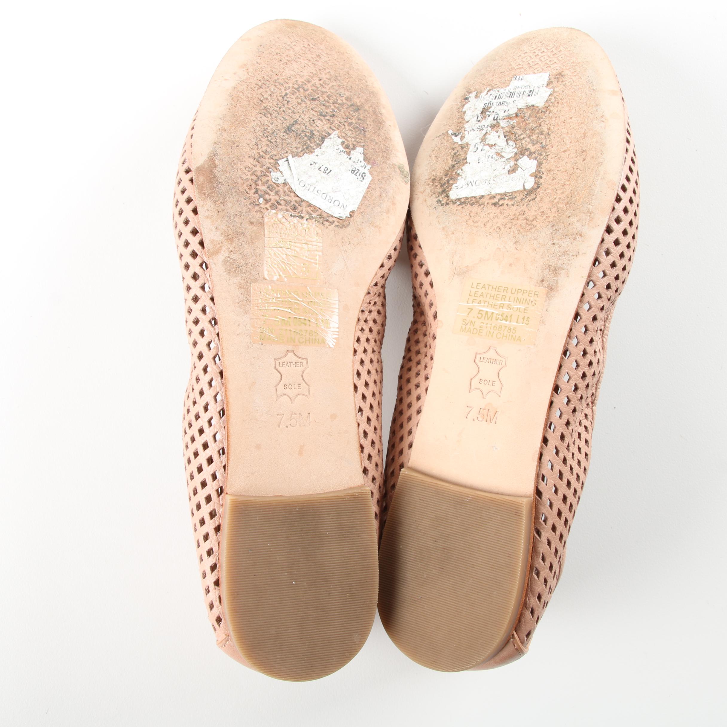 Tory Burch Beige Perforated Leather Flats