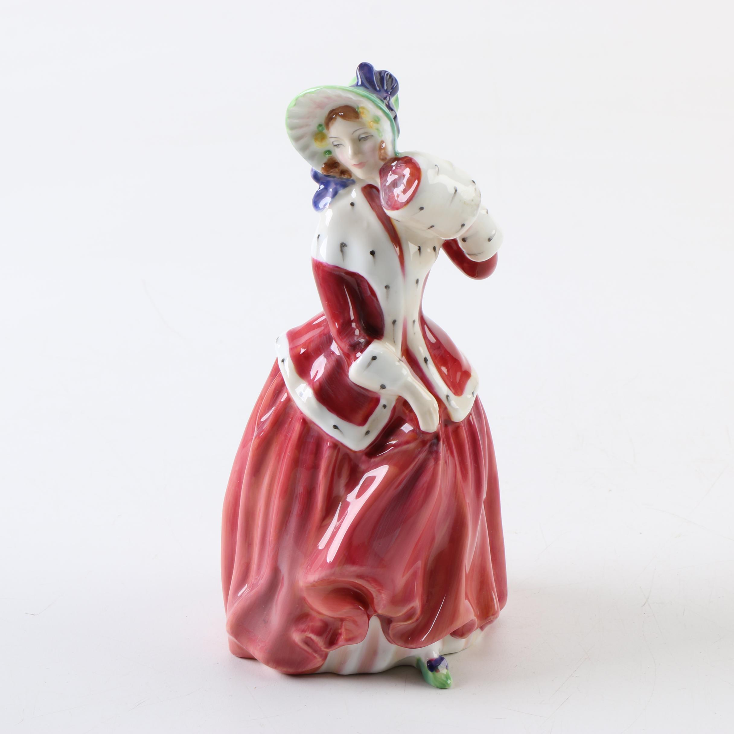 1940s Royal Doulton "Christmas Morn" and "Miss Muffet" Porcelain Figurines