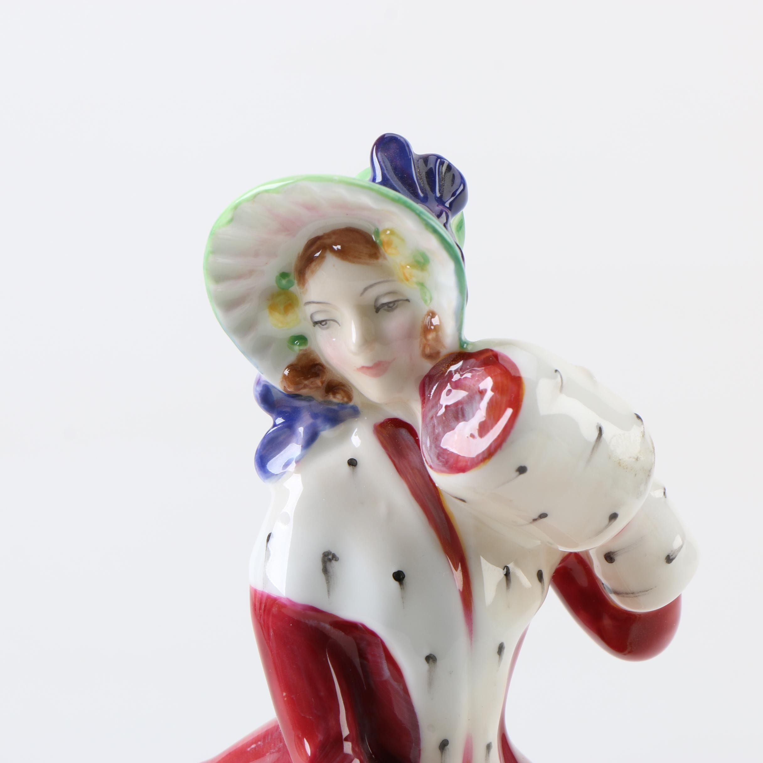 1940s Royal Doulton "Christmas Morn" and "Miss Muffet" Porcelain Figurines