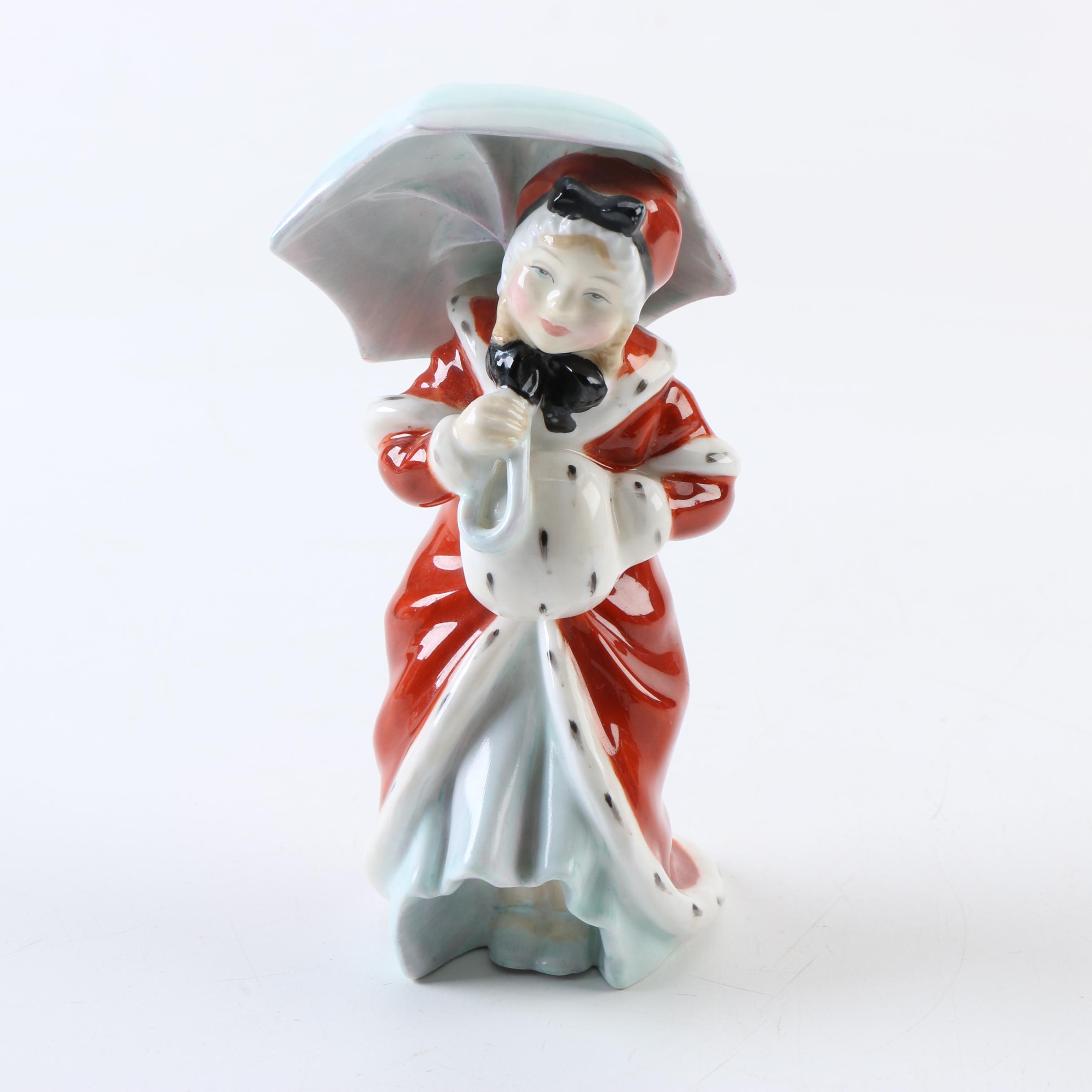 1940s Royal Doulton "Christmas Morn" and "Miss Muffet" Porcelain Figurines