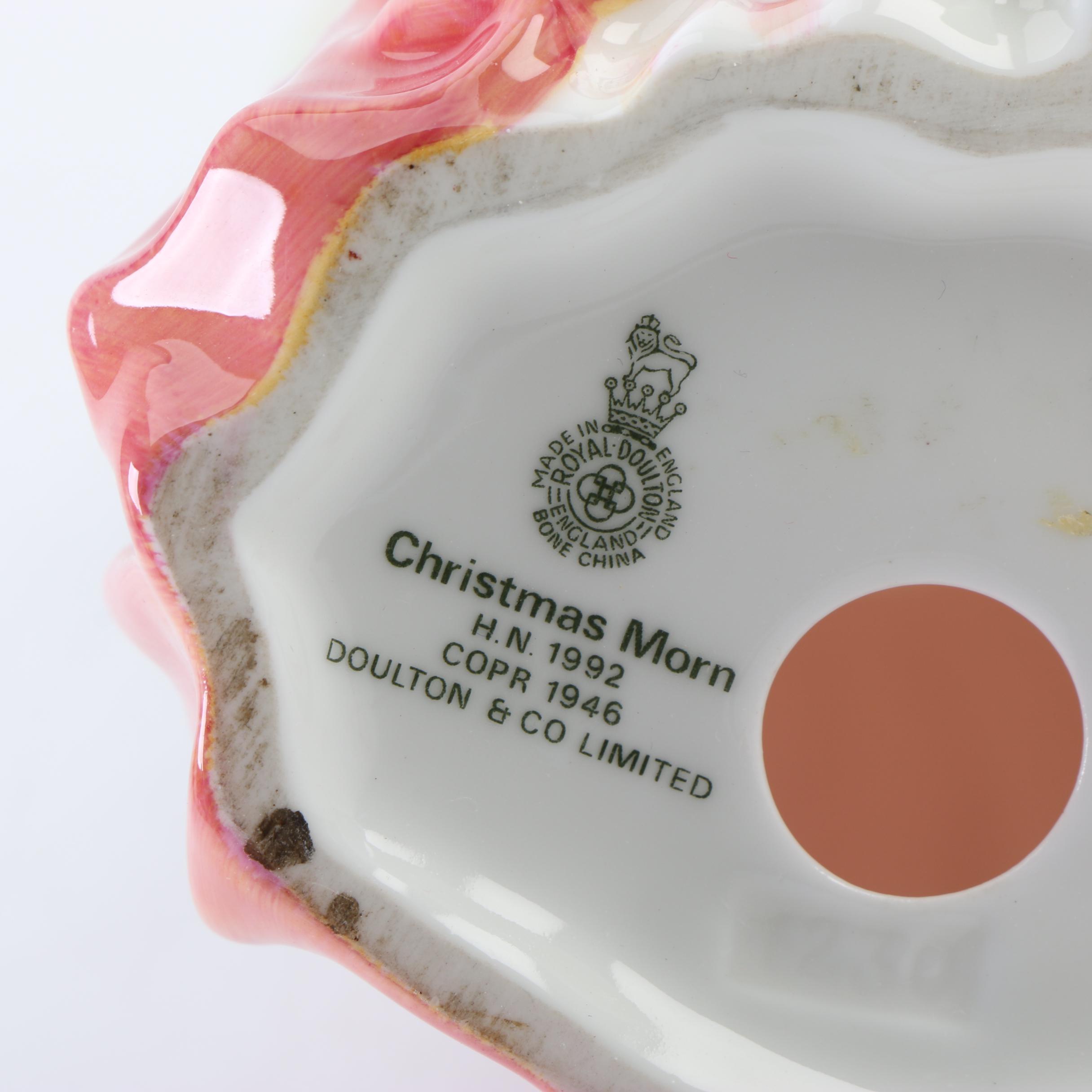 1940s Royal Doulton "Christmas Morn" and "Miss Muffet" Porcelain Figurines