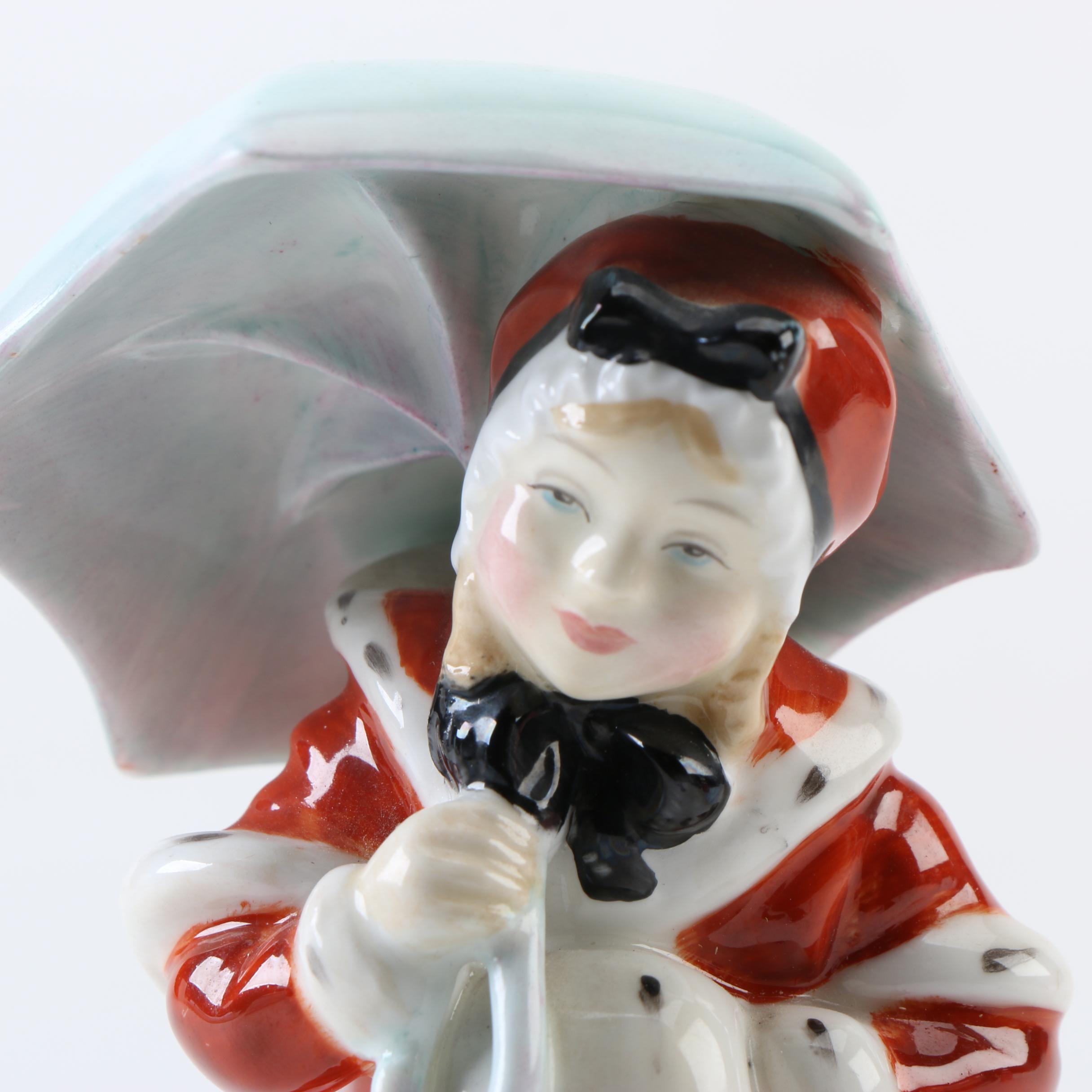 1940s Royal Doulton "Christmas Morn" and "Miss Muffet" Porcelain Figurines