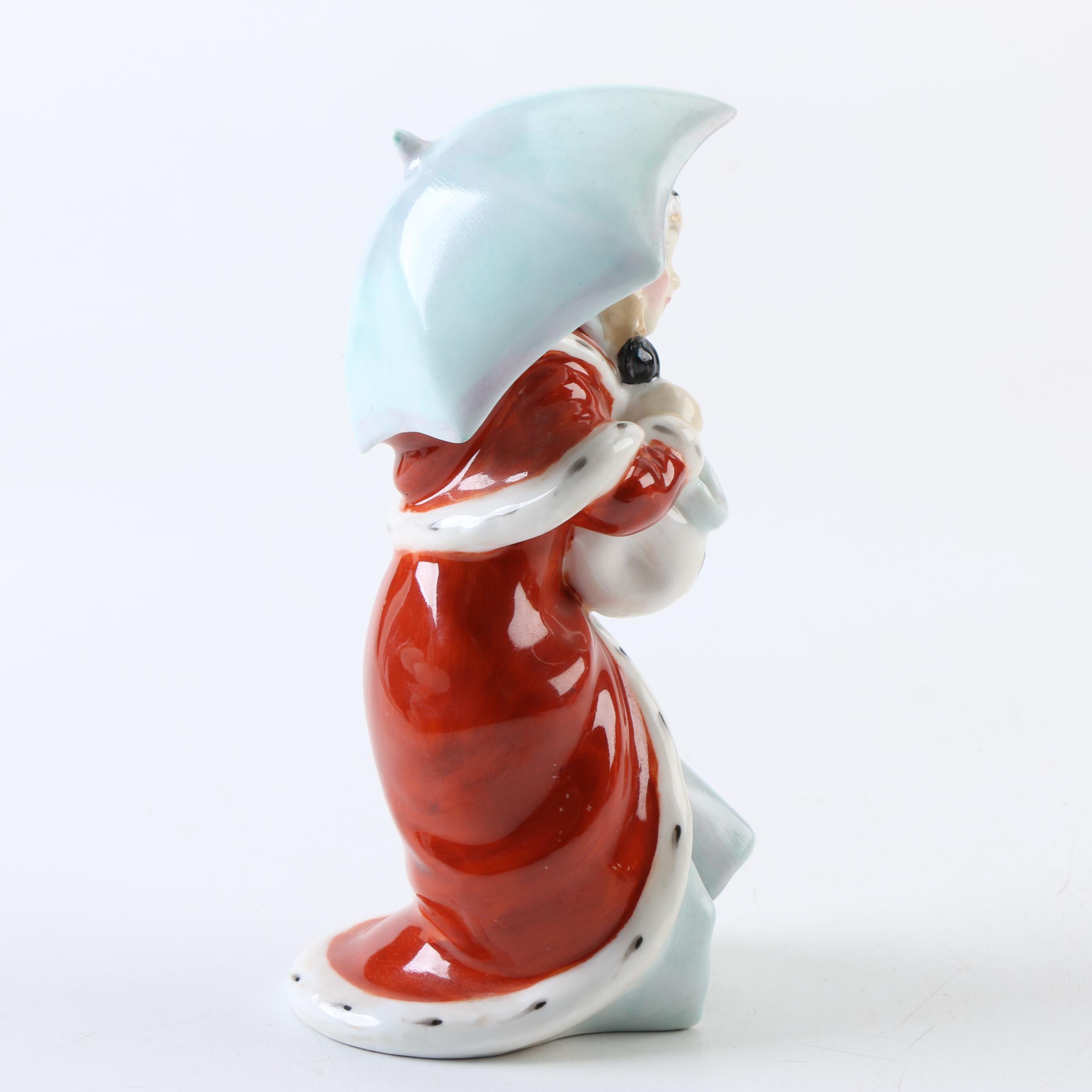 1940s Royal Doulton "Christmas Morn" and "Miss Muffet" Porcelain Figurines